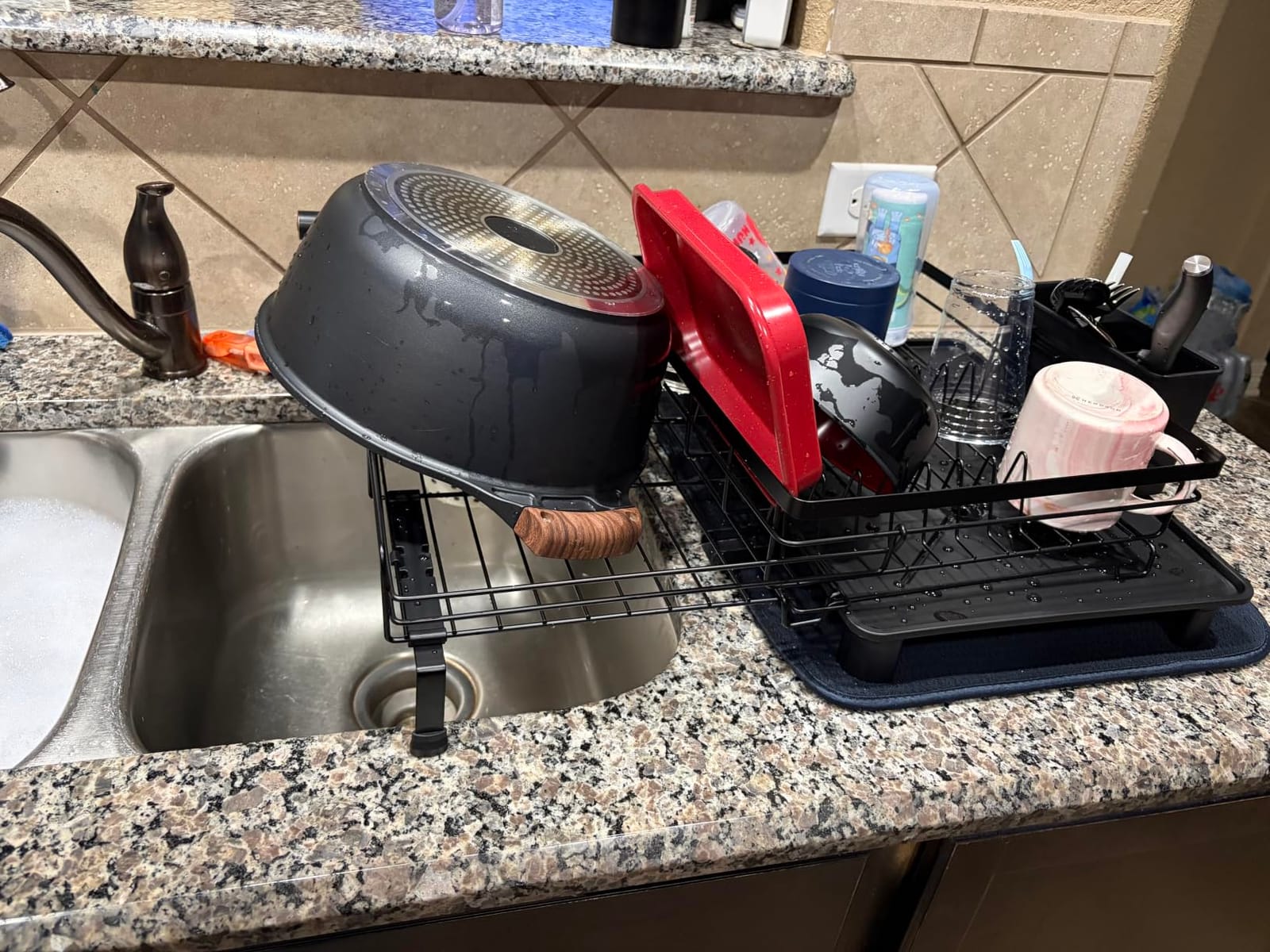 Expandable Dish Drying Rack for Kitchen Counter, Stainless Steel, Black customer photo 2