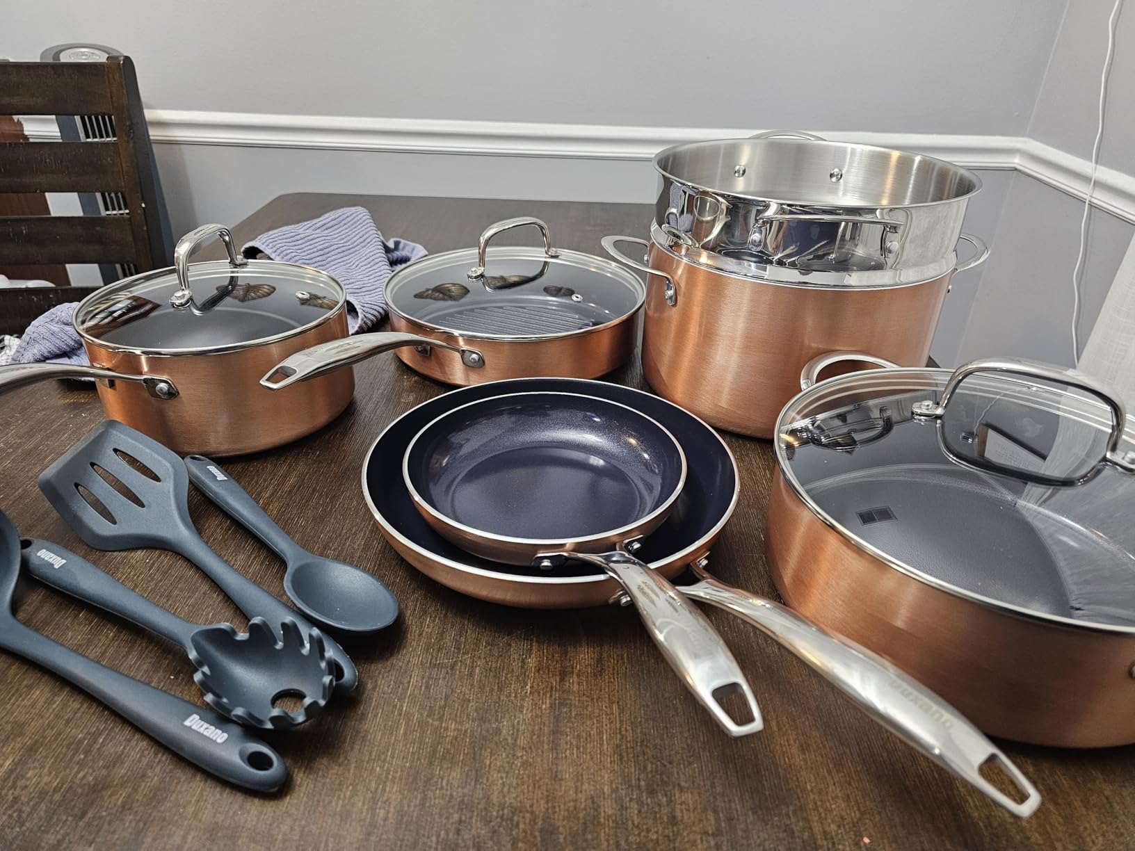 Deluxe DUXANO 14PC Healthy Pots and Pan With 9H Anti-scratch Coating, 2-Layer Non-Stick Ceramic&PFAS Free, Sensitively&Evenly Induction Cooking, Enhanced Flavor with Infrared Cookware, Dishwasher Safe customer photo 2
