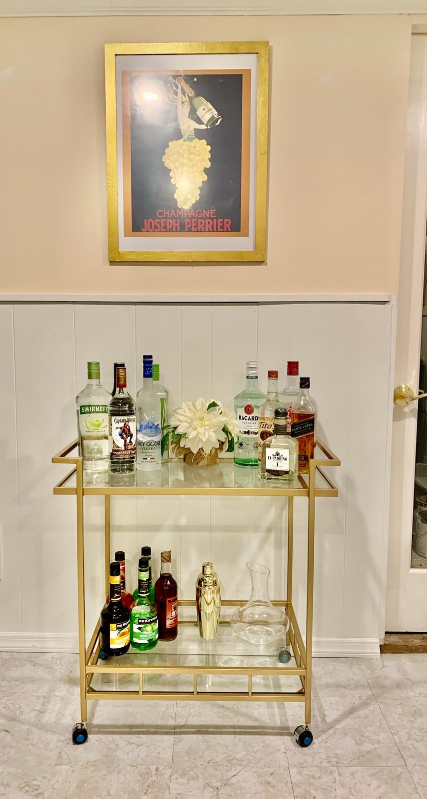 RiteSune Bar Carts for The Home, Gold Bar Cart with 3 Tier Glass Shelves customer photo 2