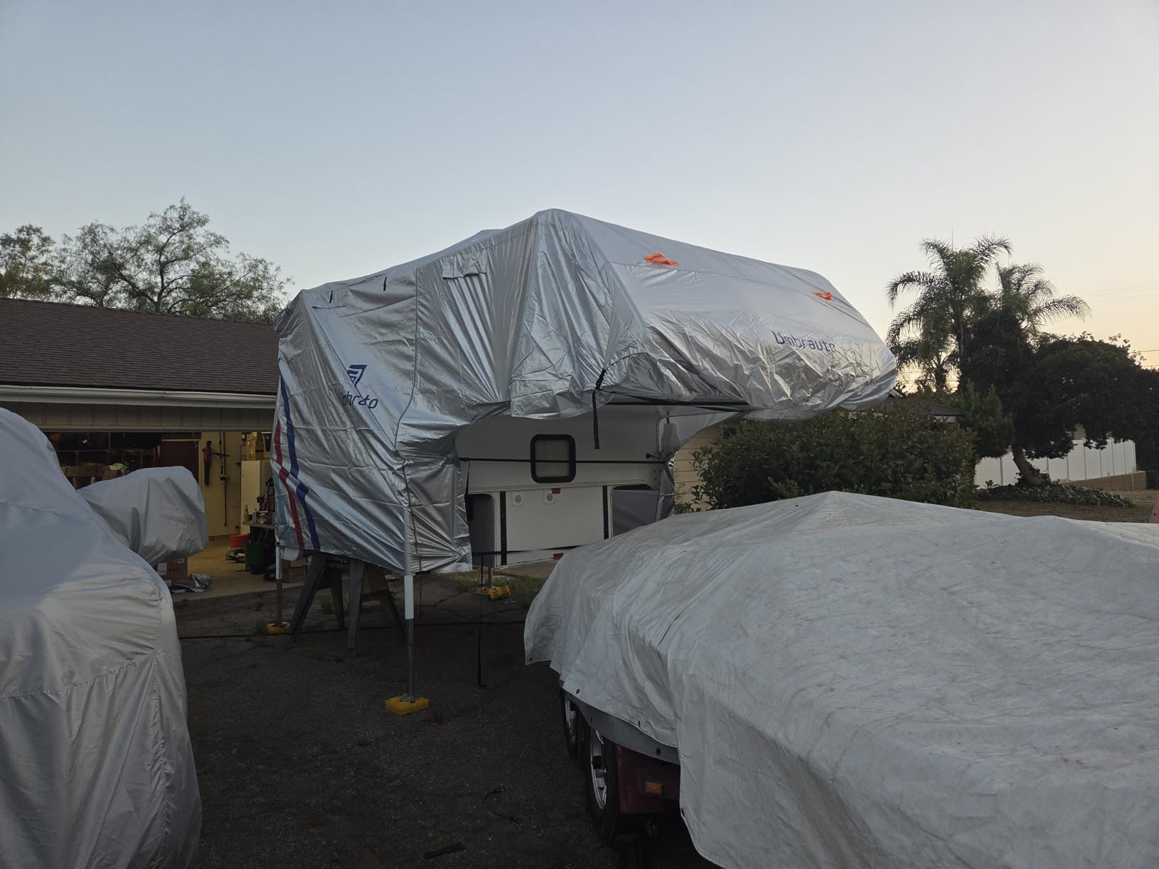 Umbrauto Travel Trailer RV Cover 24' ~ 27' – Upgraded 9-Layers Top Camper Cover, Waterproof & Windproof Heavy Duty Toy Hauler RV Cover for Winter Snow with Tongue Jack Cover, Gutter Covers customer photo 2