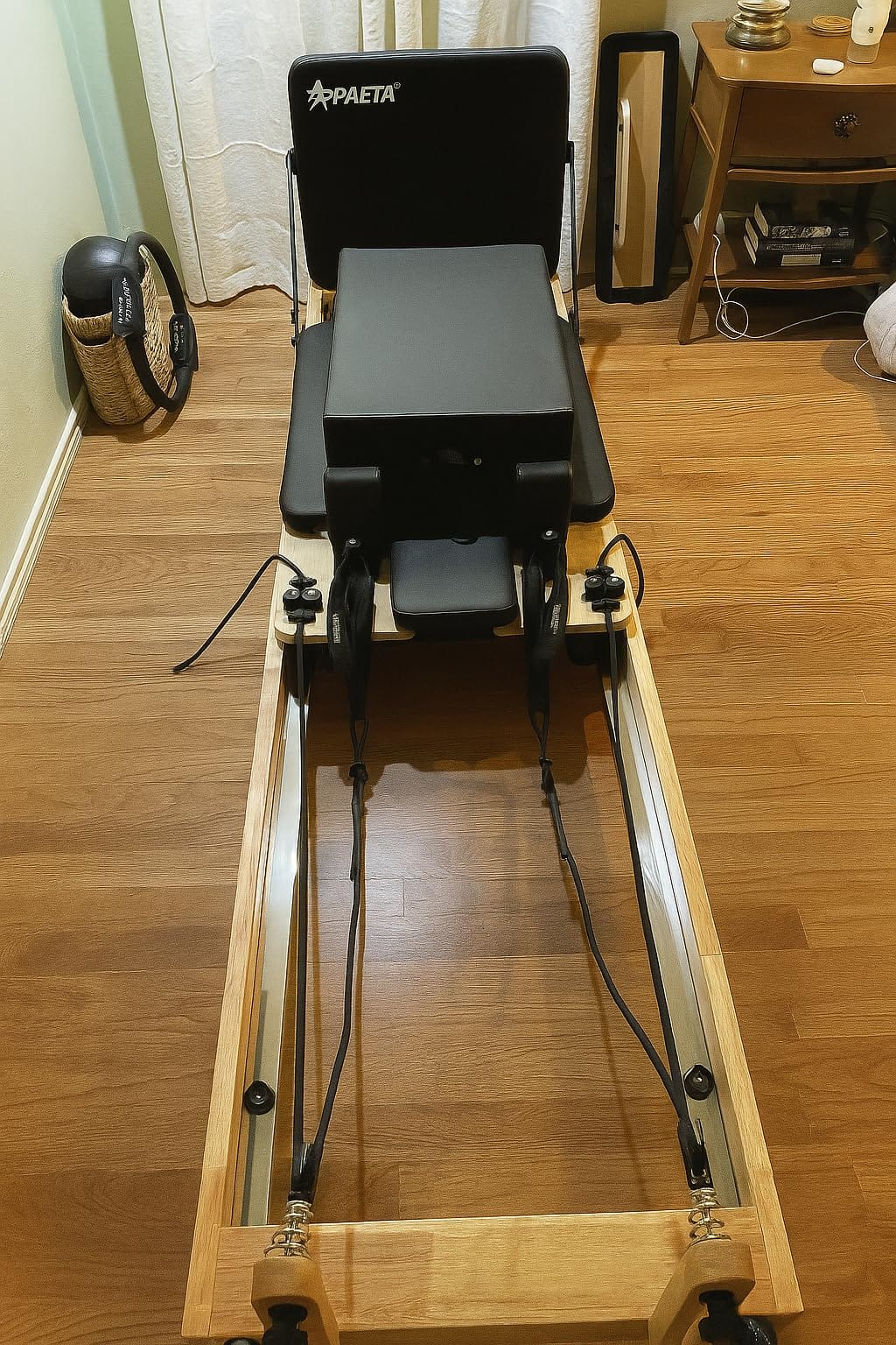 Pilates Reformer, PAETA 92 Wooden Pilates Reformer Machine with Springs, Pilates Machines for Home Use and Studio, Pilates Equipment with Sitting Box, Jump Board and Accessories customer photo 2