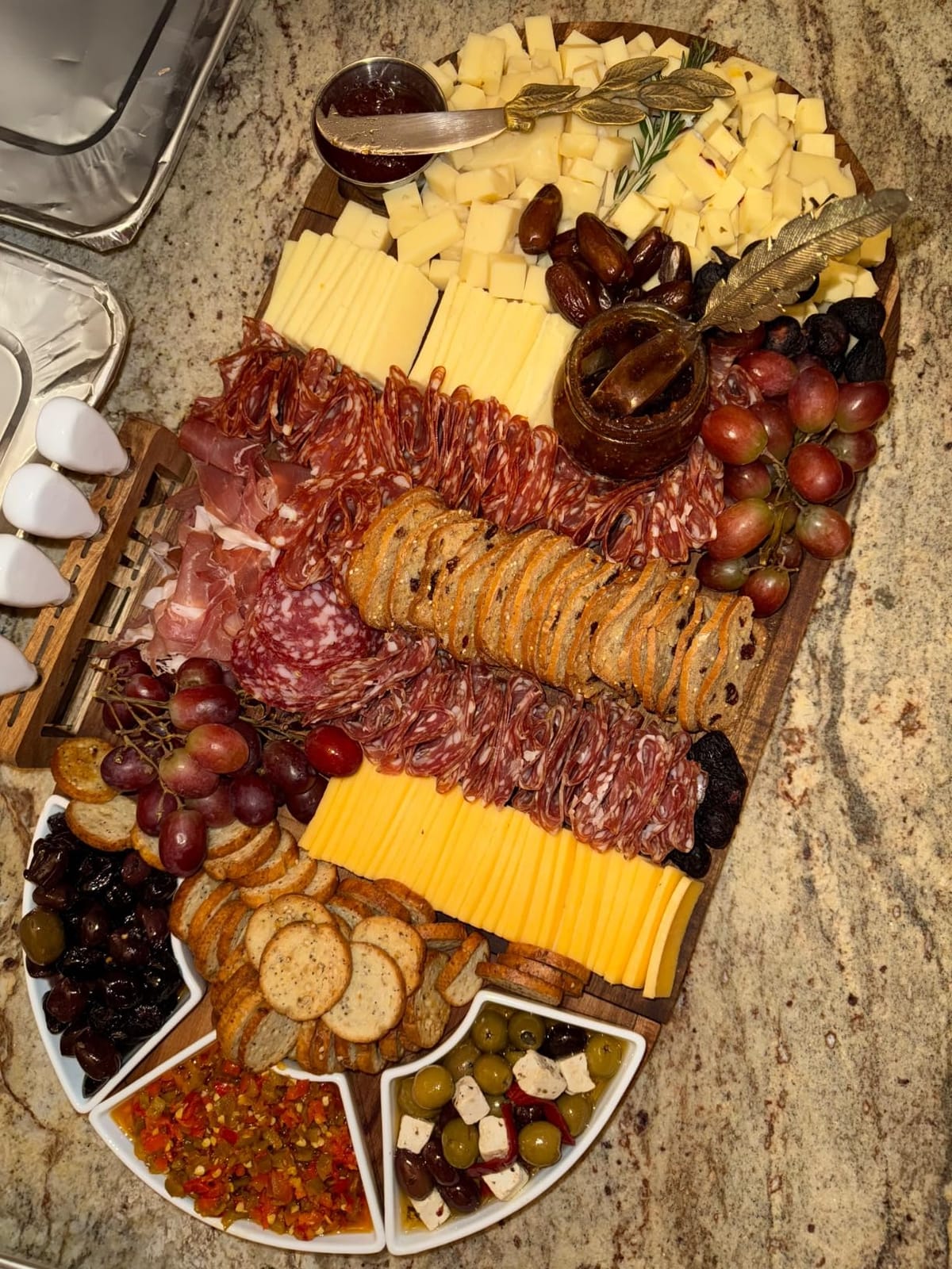 Elite Snacker Large Charcuterie Board Set, Acacia Wood, Natural Oil Finish customer photo 2