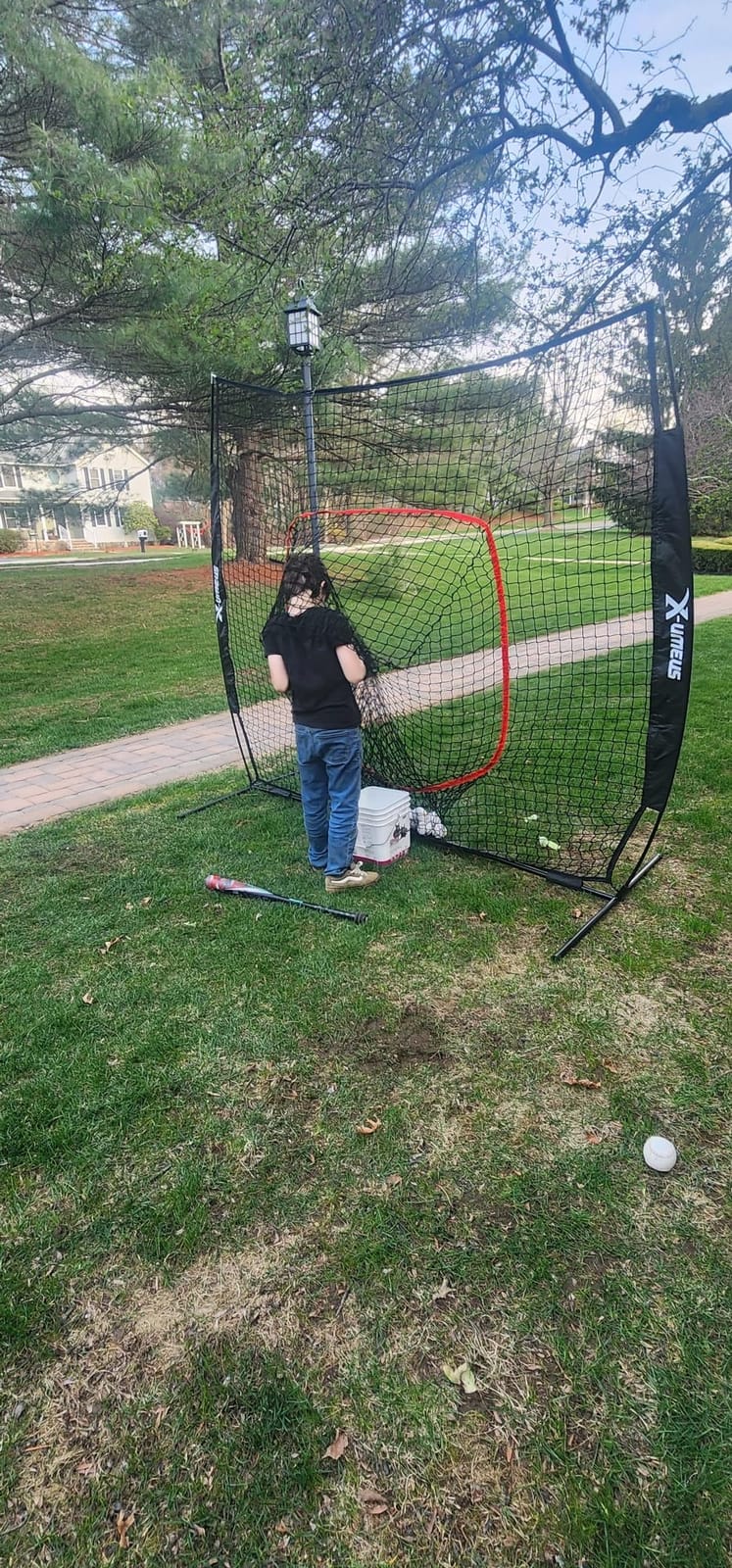 6x6 ft Baseball Net for Batting Pitching Hitting, Softball Pitching Net with Strike Zone, Tee, Ball Caddy, Softball Batting Net Baseball Training Equipment for Kids Adult Youth Sport Practice customer photo 1