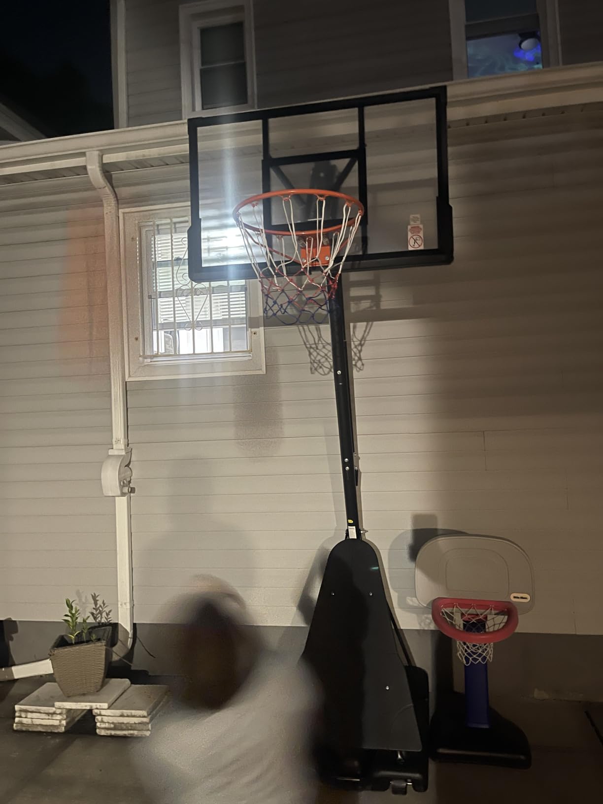 Yohood Basketball Hoop Outdoor Portable 44/48 Inch Backboard, 10ft Quickly Adjustable Basketball Goal System with Wheels for Court/Backyard/Driveway customer photo 1