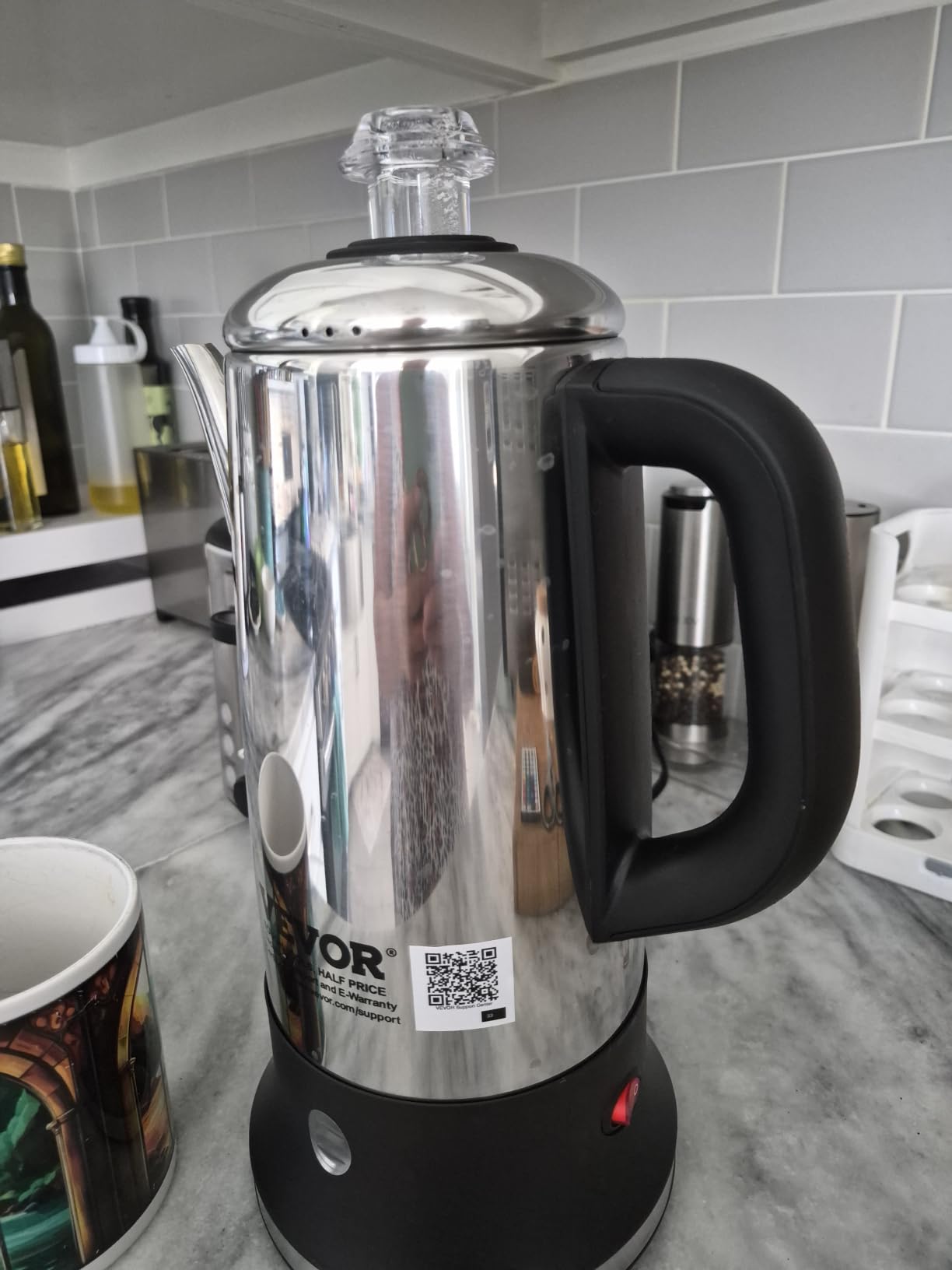 VEVOR 12-Cup Electric Percolator Coffee Pot, 304 Stainless Steel Body Coffee Percolator with Keep Warm Function & Heat-Resistant Handle, Classic Coffee Maker, Quick Brew & Easy-Pour Spout, Silver customer photo 2
