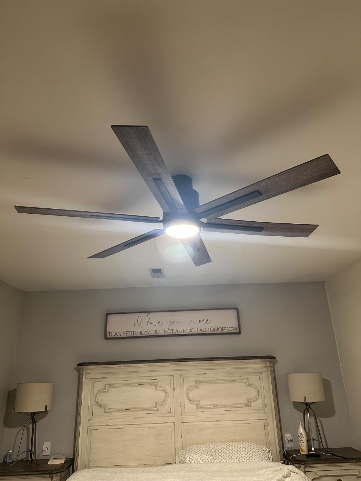 hykolity 72 Inch Modern Flush Mount Large Nickel Ceiling Fan with Light customer photo 2