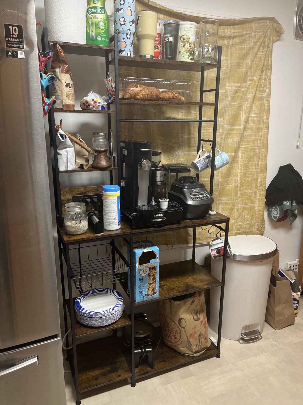 SNTD 6-Tier Bakers Rack with Power Outlets, 36 x 14.6 x 72 in, Rustic Brown customer photo 1