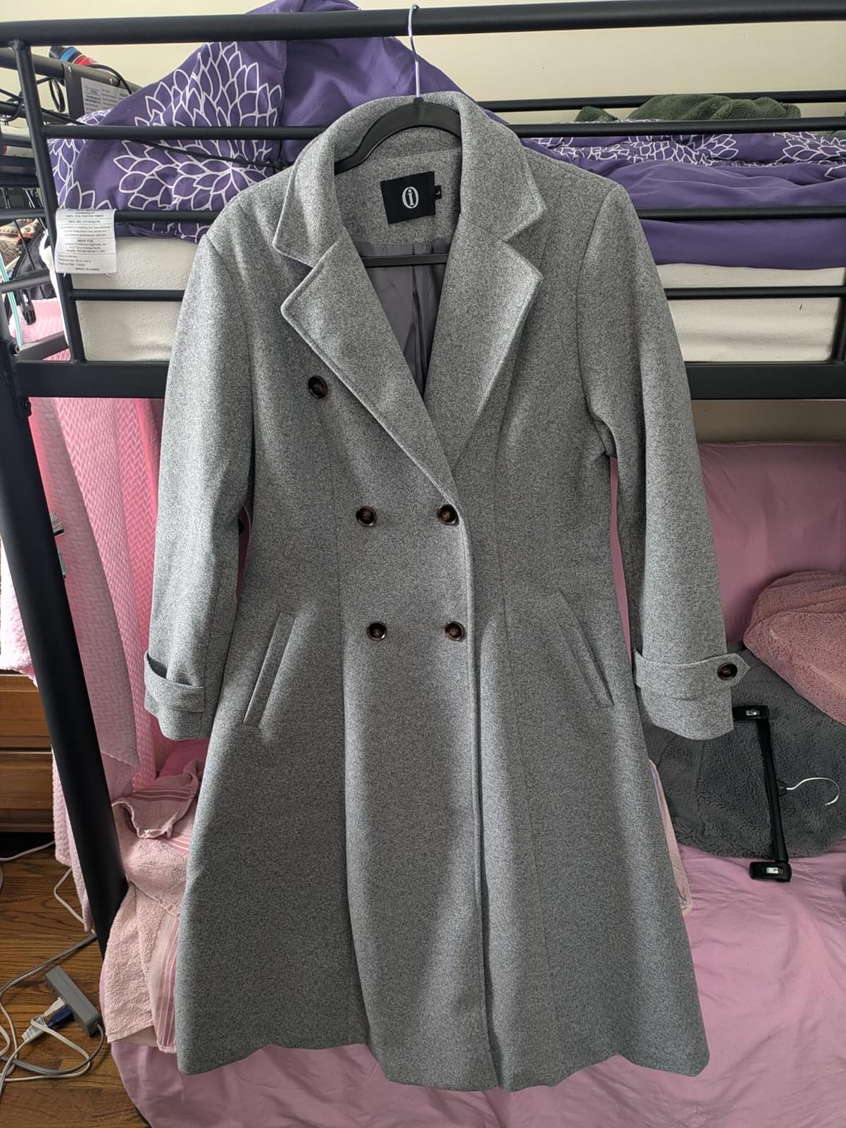 IDEALSANXUN Womens Long Wool Coat Fall Winter Double Breasted Trench Coat Peacoat Jackets customer photo 1