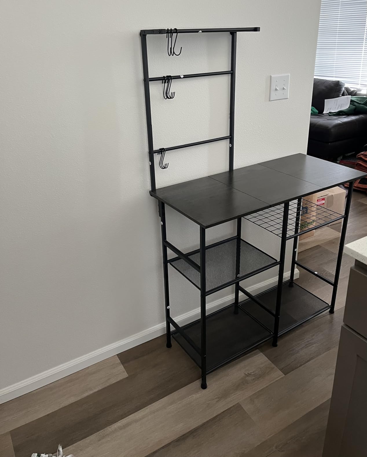 3IngSeagulls Baker's Rack for Kitchen with Storage, Microwave Stand with Adjustable Shelves and 10 S Hooks, 6-Tier Coffee Bar Station, Kitchen Shelves for Spices, Pots, Rustic Brown customer photo 2