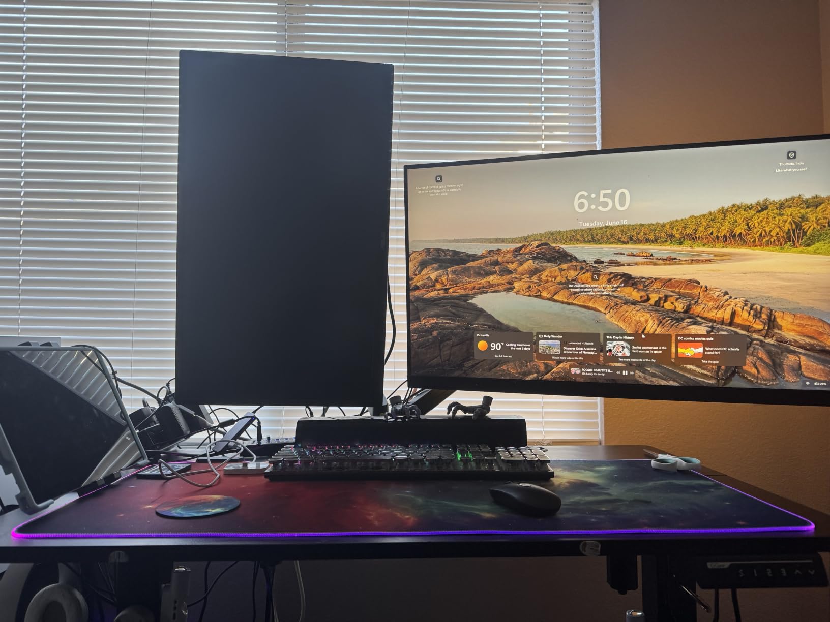 WALI Adjustable Dual Monitor Arm for 13-32 inch Screens, 22 lbs per Arm | Dual Monitor Stand for Desk, Full Motion with Tilt, Swivel, Rotation, C-Clamp & Grommet Base, VESA 75/100mm (GSMP002N), Black customer photo 2