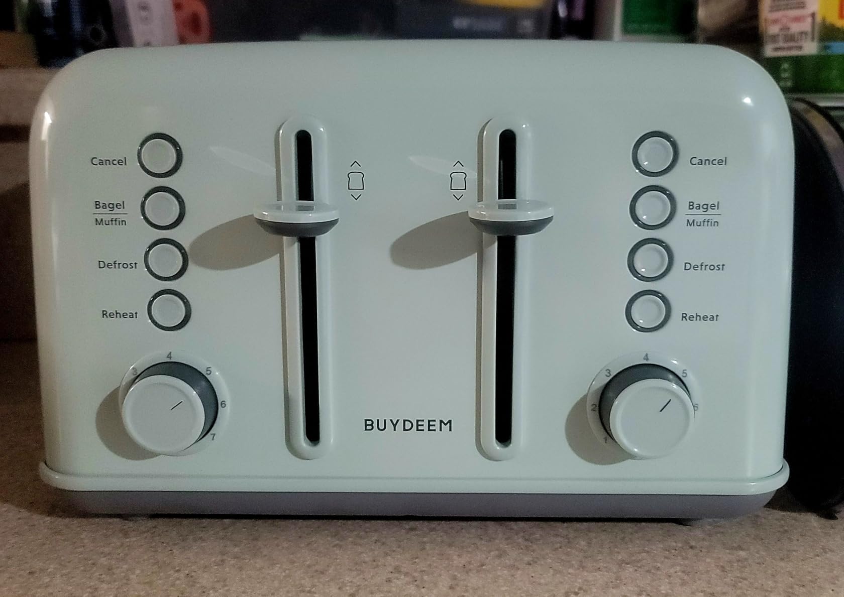 BUYDEEM DT640 4-Slice Toaster, 7 Shade Settings, Extra Wide 1.5’’ Slots for Bagel & English Muffin, 6 Toasting Functions, Retro Stainless Steel Toaster with High Lift Lever, 1800W, Orange customer photo 1