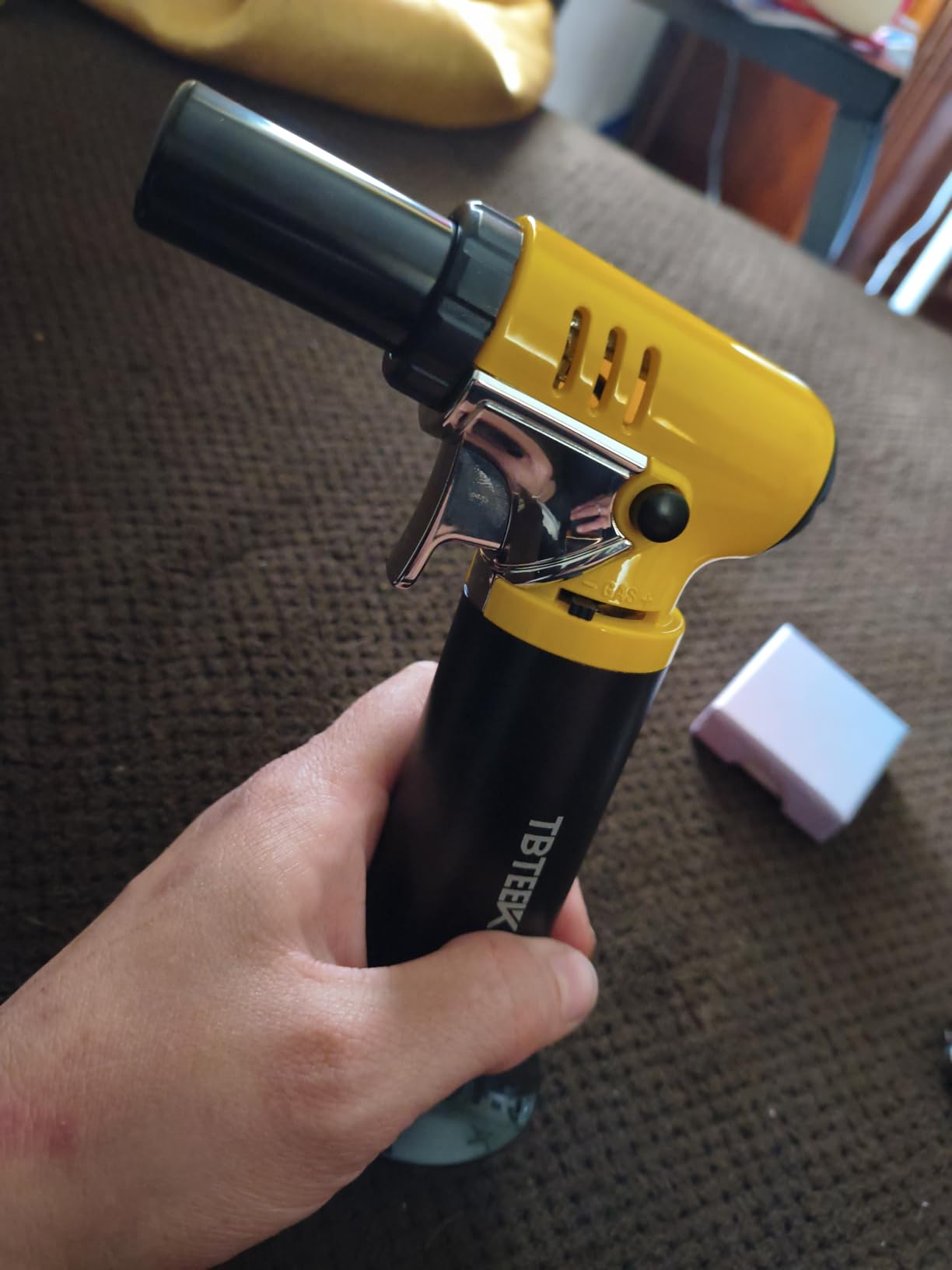 TBTeek Butane Torch with Fuel Gauge T907, One-hand Operation Kitchen Torch Lighter with Adjustable Flame for BBQ, Baking, Brulee Creme, Crafts and Soldering(Butane Gas Not Included) customer photo 2