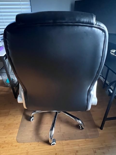 400lbs Executive Office Chair with Flip-Up Armrests, Big and Tall Computer Chair for Heavy People, Heavy Duty Ergonomic Comfy Chair, Breathable PU Leather (Black) customer photo 1