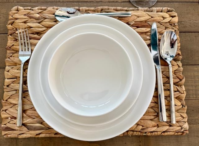 MALACASA Plates and Bowls Sets, 24 Pieces Modern Porcelain Dinnerware Set for 8, Ceramic Dishware Dishes White Kitchen Dinner Dining Ware Set, Microwave and Dishwasher Safe, Series LUNA customer photo 1
