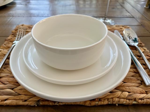 MALACASA Plates and Bowls Sets, 24 Pieces Modern Porcelain Dinnerware Set for 8, Ceramic Dishware Dishes White Kitchen Dinner Dining Ware Set, Microwave and Dishwasher Safe, Series LUNA customer photo 2