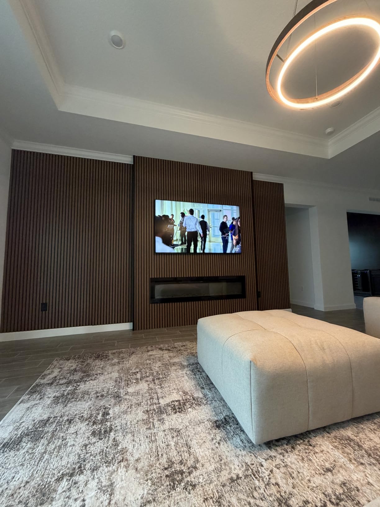 EUHOMY 50 Inch Electric Fireplace Recessed and Wall Mounted | Adjustable Flame Color, Remote Control, Timer, Touch Screen, Log and Crystal, 750W/1500W Fireplace Heater customer photo 2