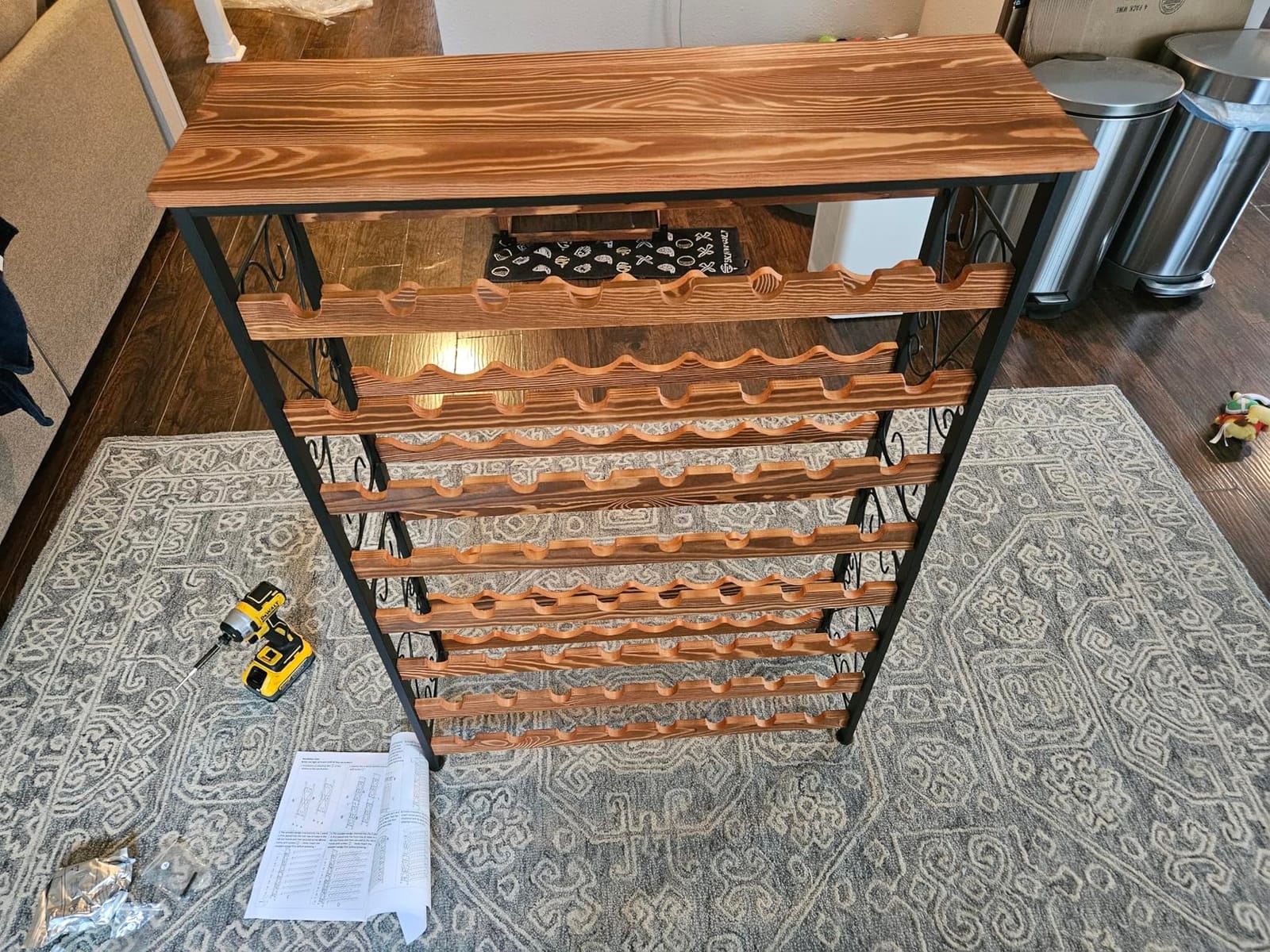 64 Bottles Wine Rack Freestanding Floor with 2 in 1 LED Light, Wine Bottle Rack Wine Holder Wine Storage Shelf for Kitchen Bar Pantry, Tall Wine Cabinet Stand Display 31.85''L X 10.6''W X 47.95''H customer photo 2