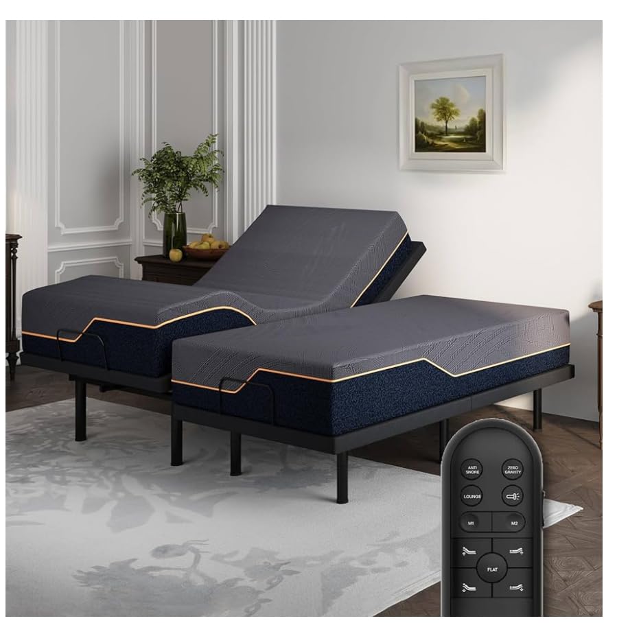 Dyonery Split King Adjustable Bed Base + 14 Inch Memory Foam Mattress customer photo 1