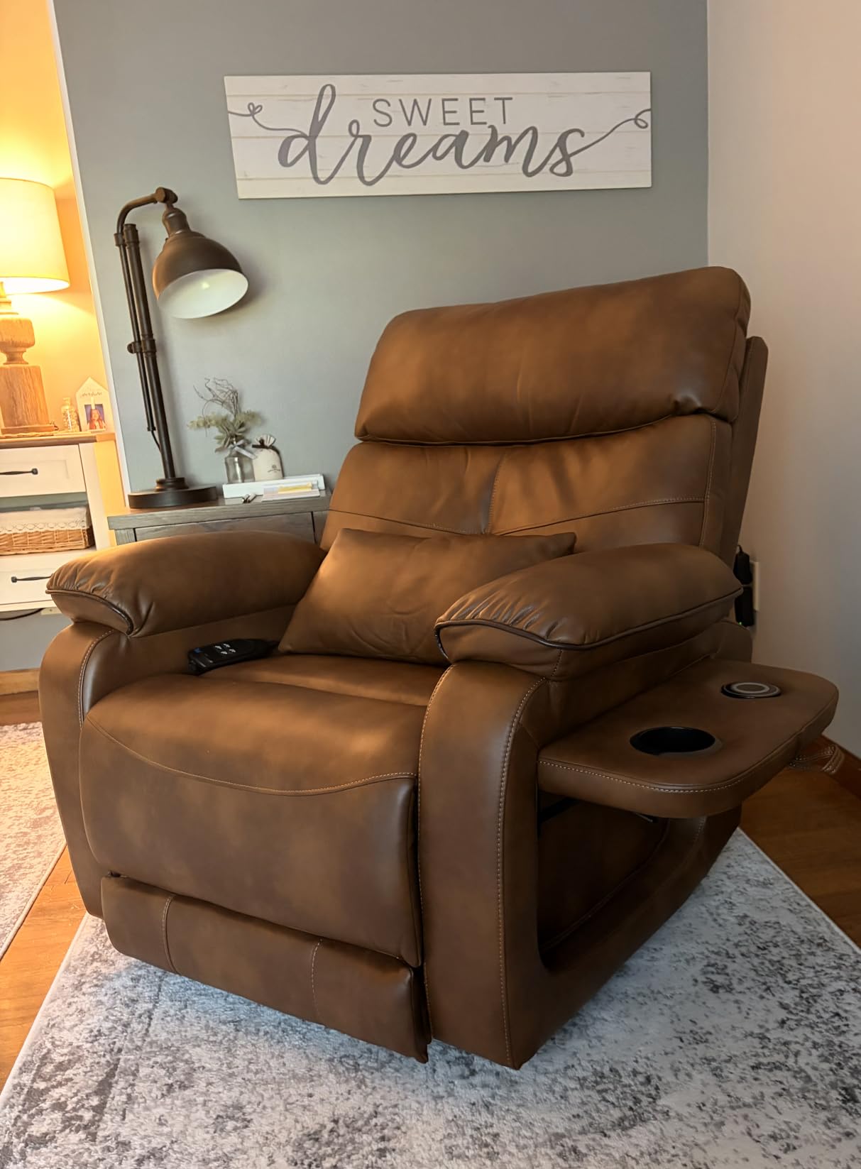 Dual Motor Power Lift Recliner Chair for Adult & Elderly, Leather, Beige customer photo 2
