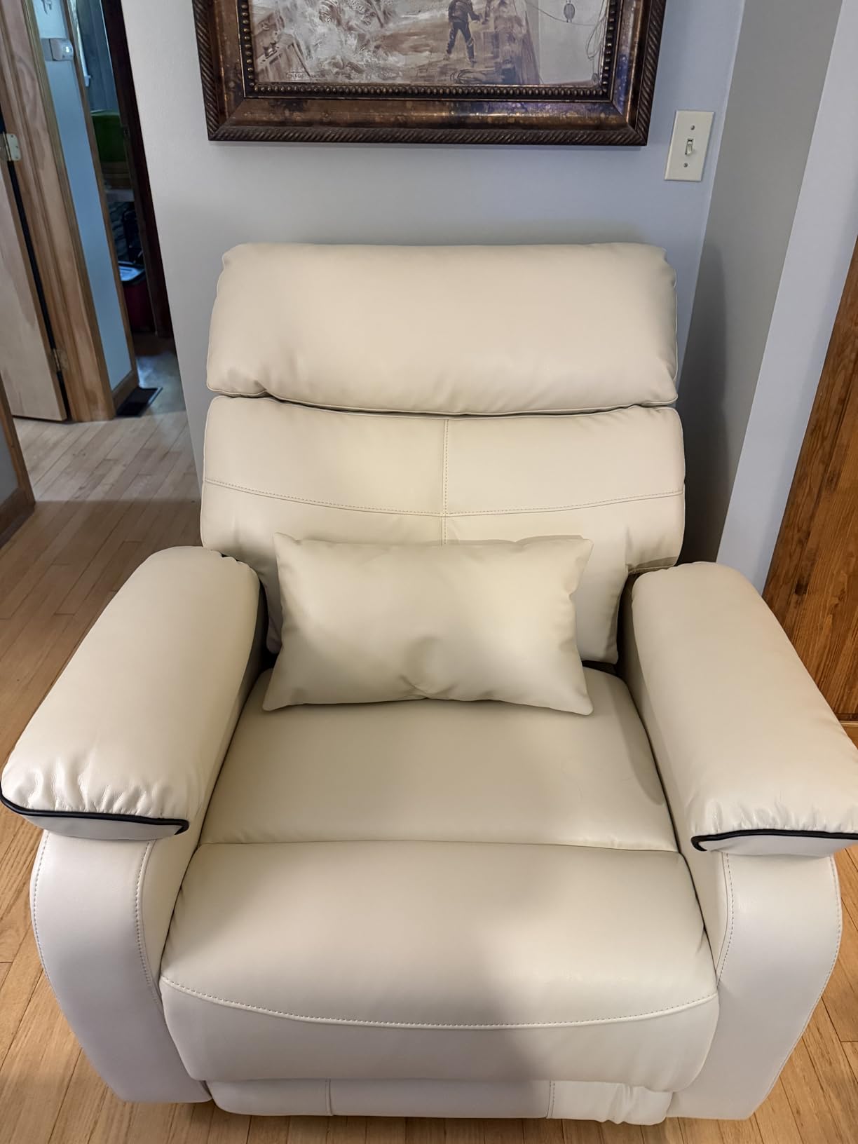 Dual Motor Power Lift Recliner Chair for Adult & Elderly, Leather, Brown | Infinite Position Lay Flat Lift Chair with Heat & Massage, Cup Holder, Lumbar Pillow, Wireless Charger, USB Ports customer photo 1
