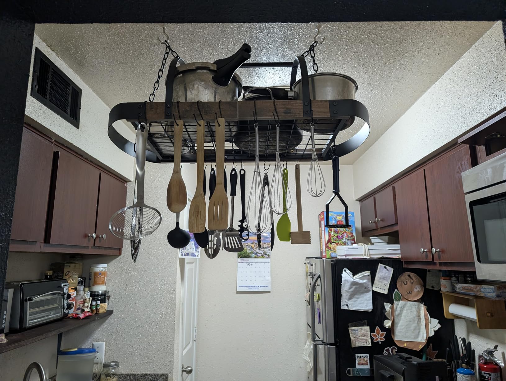 Hanging Pot Rack, 32-Inch Ceiling Pot Rack, 16 S Hooks, 100 lb Capacity customer photo 2