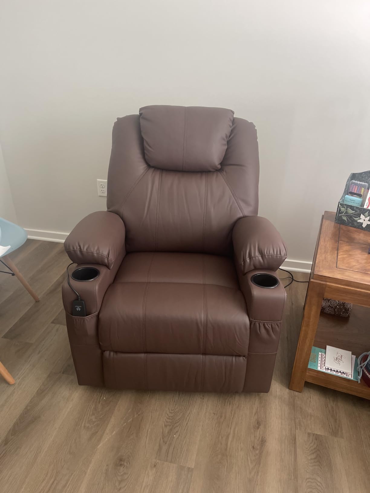 MCombo Oversized Power Lift Recliner Chair for Elderly, Lift Chair with Heat and Massage for Big and Tall, USB&Type C Ports, Cup Holders, Faux Leather R7510 (Dark Brown, Large-Wide) customer photo 2