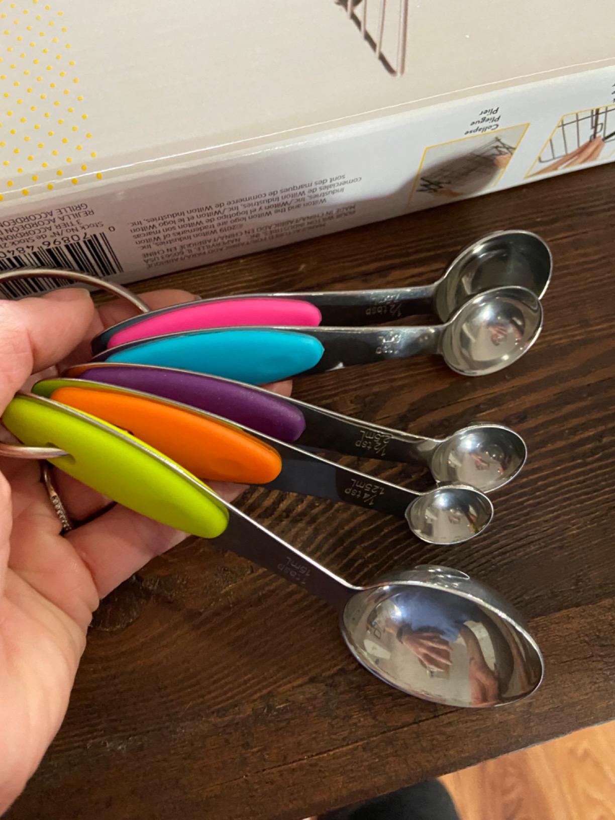 Magnetic Measuring Spoons Set, 9-Piece Stainless Steel with Leveler, Stackable Double-Sided Spoons, Black customer photo 2