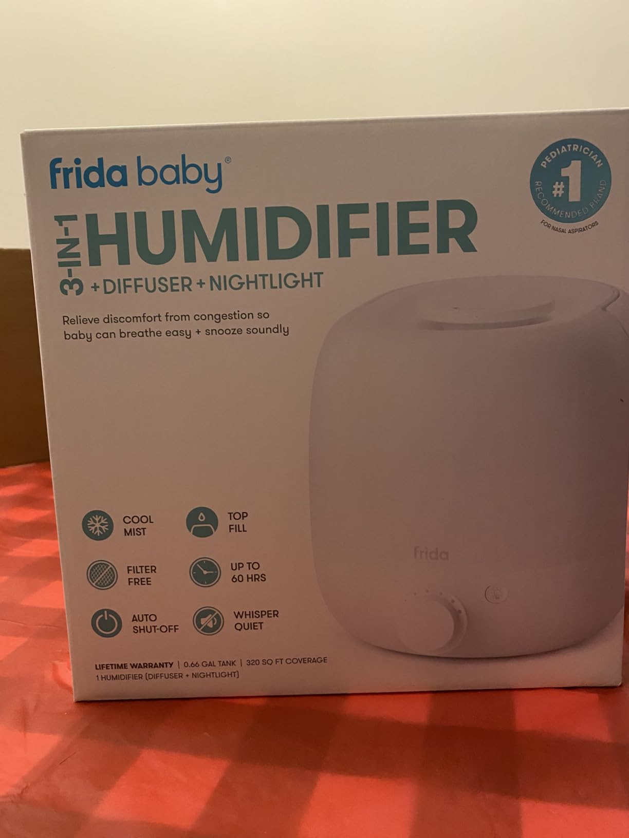 Frida Baby 3-in-1 Cool Mist Humidifier for Large Rooms & Bedroom, Diffuser | Allergy Relief, 60 Hour Runtime, Nightlight, Auto Shut-Off, Quiet, Carry Handle, Essential Oil Diffuser customer photo 1