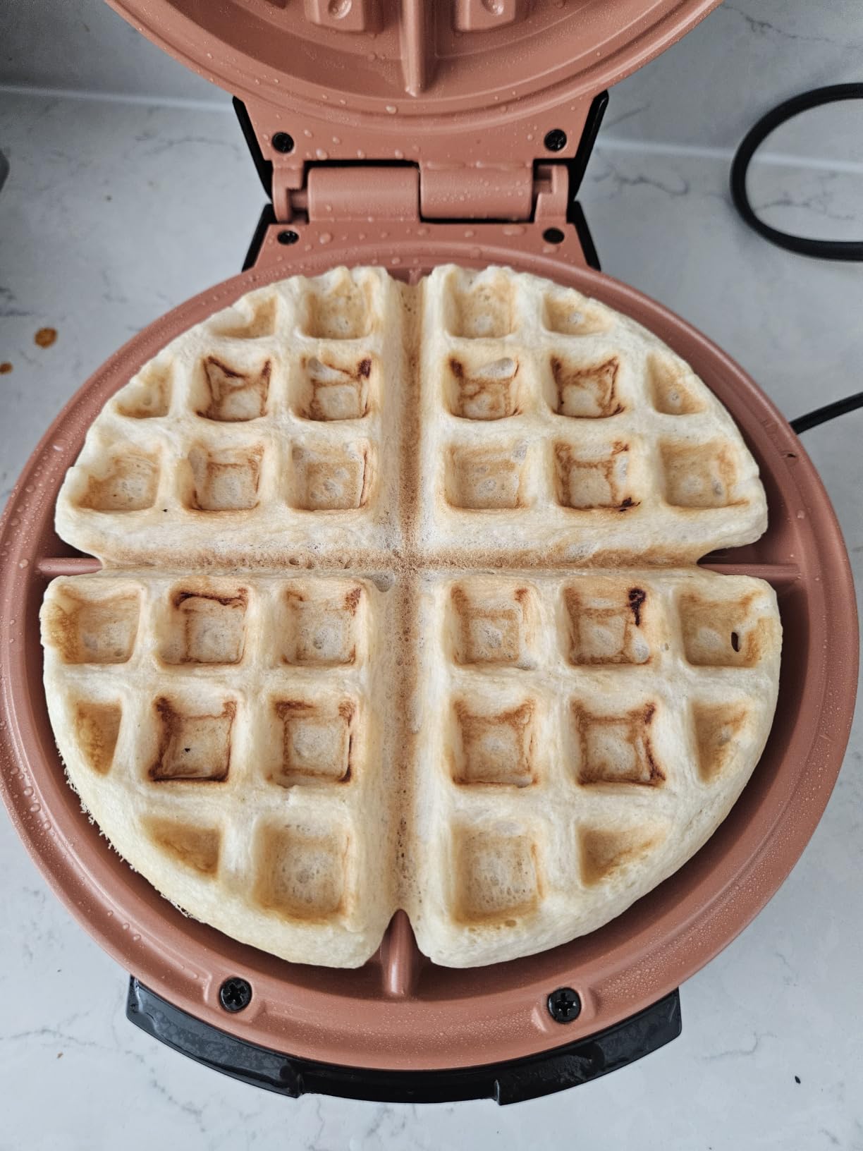 Gourmia Belgian Waffle Maker - Compact Design with Upright Storage, Adjustable Browning, and Easy-Clean Nonstick Ceramic Plates, Stainless Steel customer photo 1