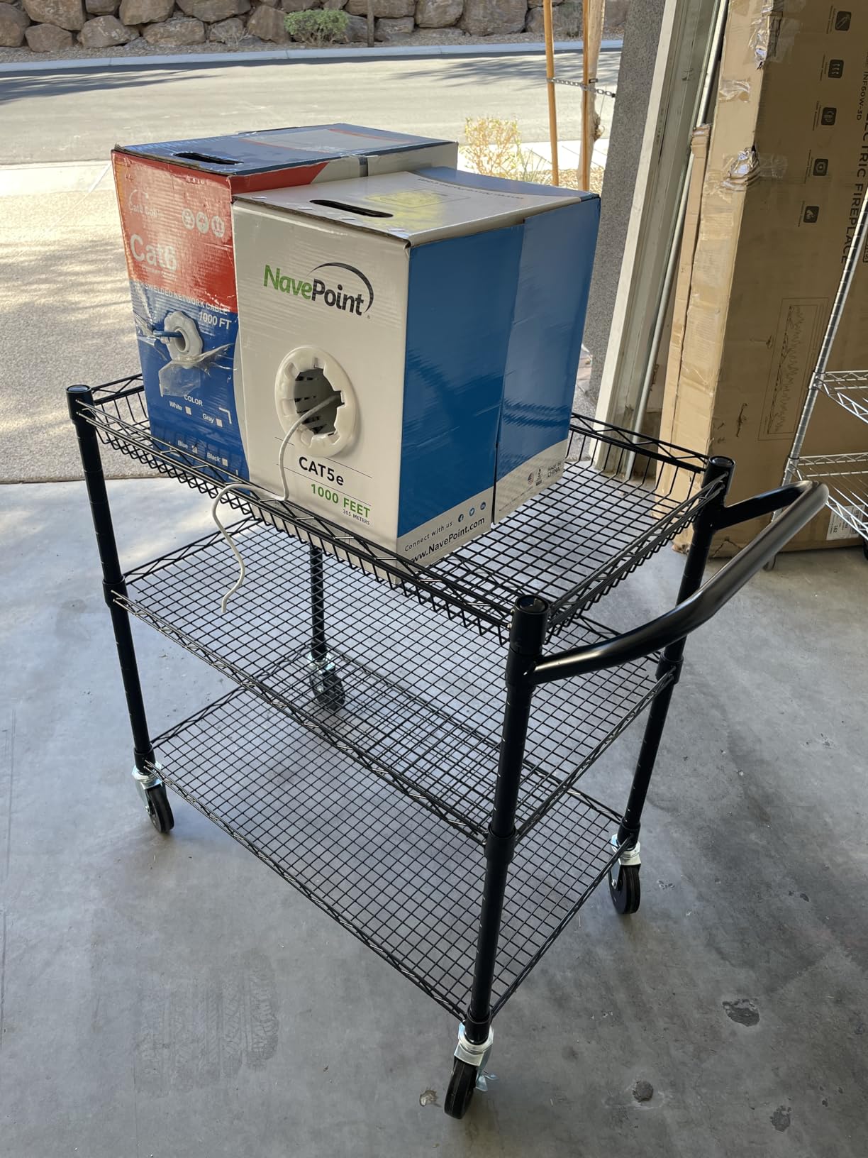 3 Tier Rolling Kitchen Carts on Wheels with Storage,650Lbs Heavy Duty Utility Carts with Wheels,Kitchen Island with Wood Tabletop,Metal Serving Rolling Cart for Small Appliance Food Cart,Wood+Metal customer photo 2