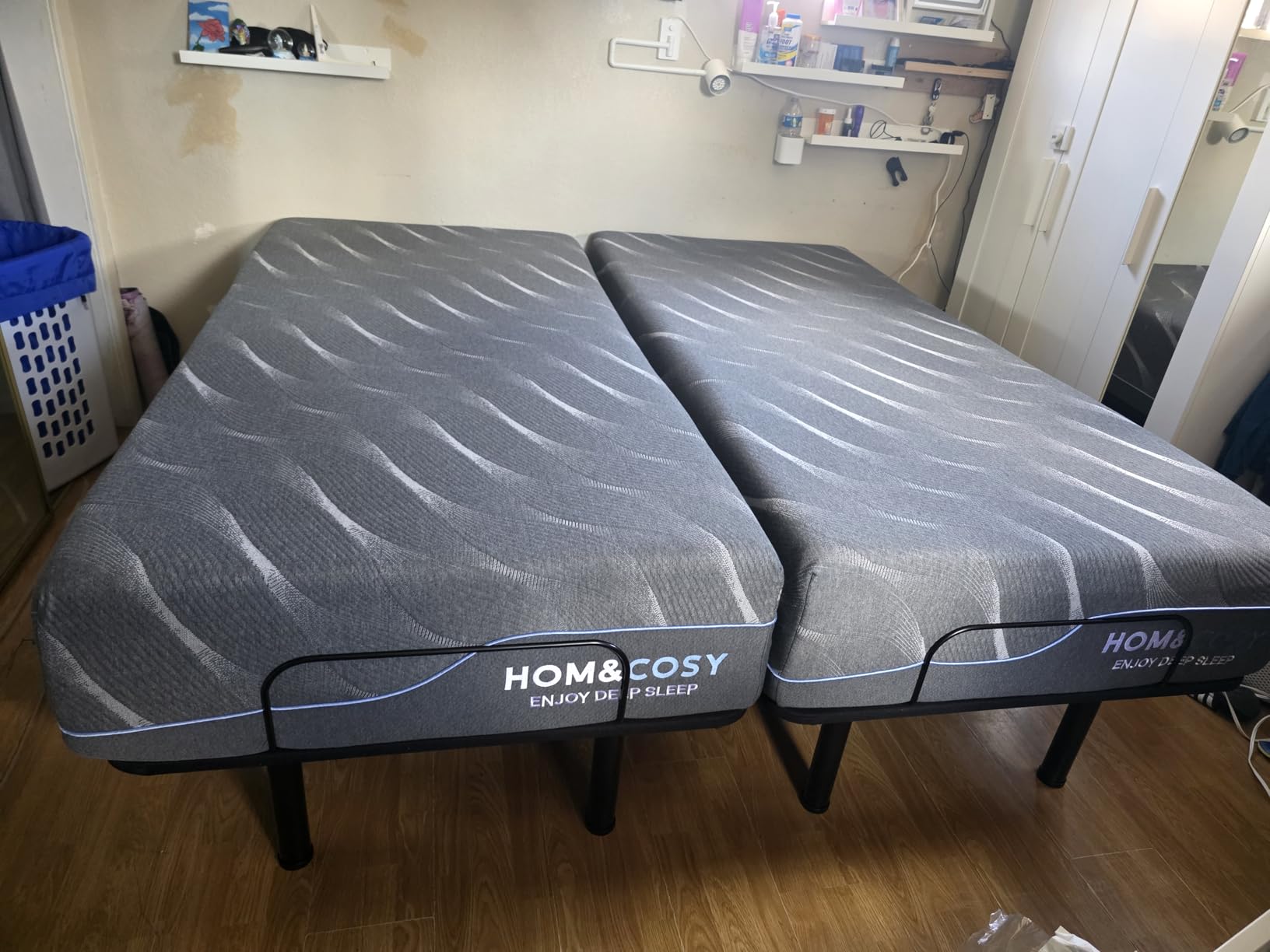 Adjustable Bed Frame Split King, Bed Base with 12 Inch Grey Gel Memory Foam Medium-Firm Mattress in Box, Adjustable Bed with Adjustable leg height, Easy Assembly Smart Electric Hospital Bed furniture customer photo 2
