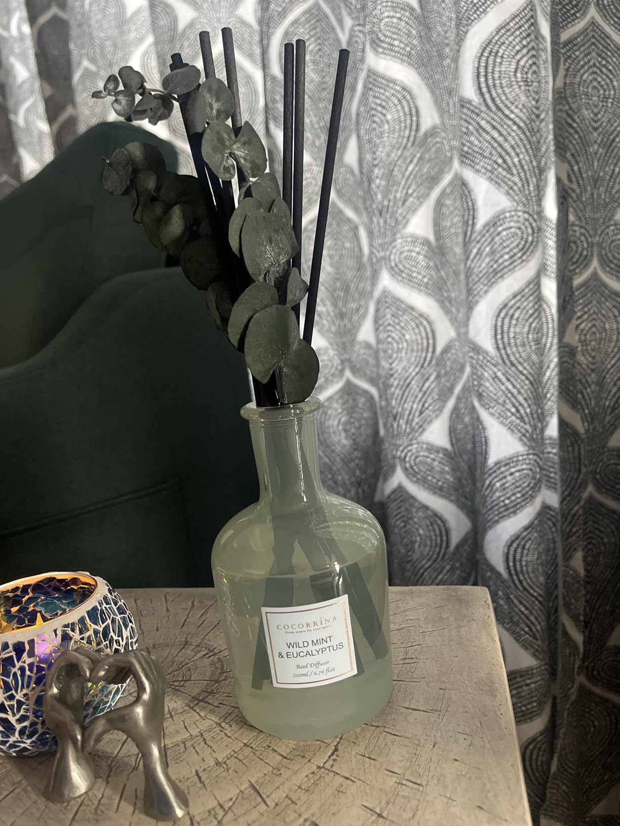 COCORRÍNA Wild Mint & Eucalyptus Reed Diffuser, 6.76 oz | Real Dried Eucalyptus Leaves, 8 Reeds, Long-Lasting Essential Oil, Home Fragrance, Bedroom or Bathroom Décor customer photo 2