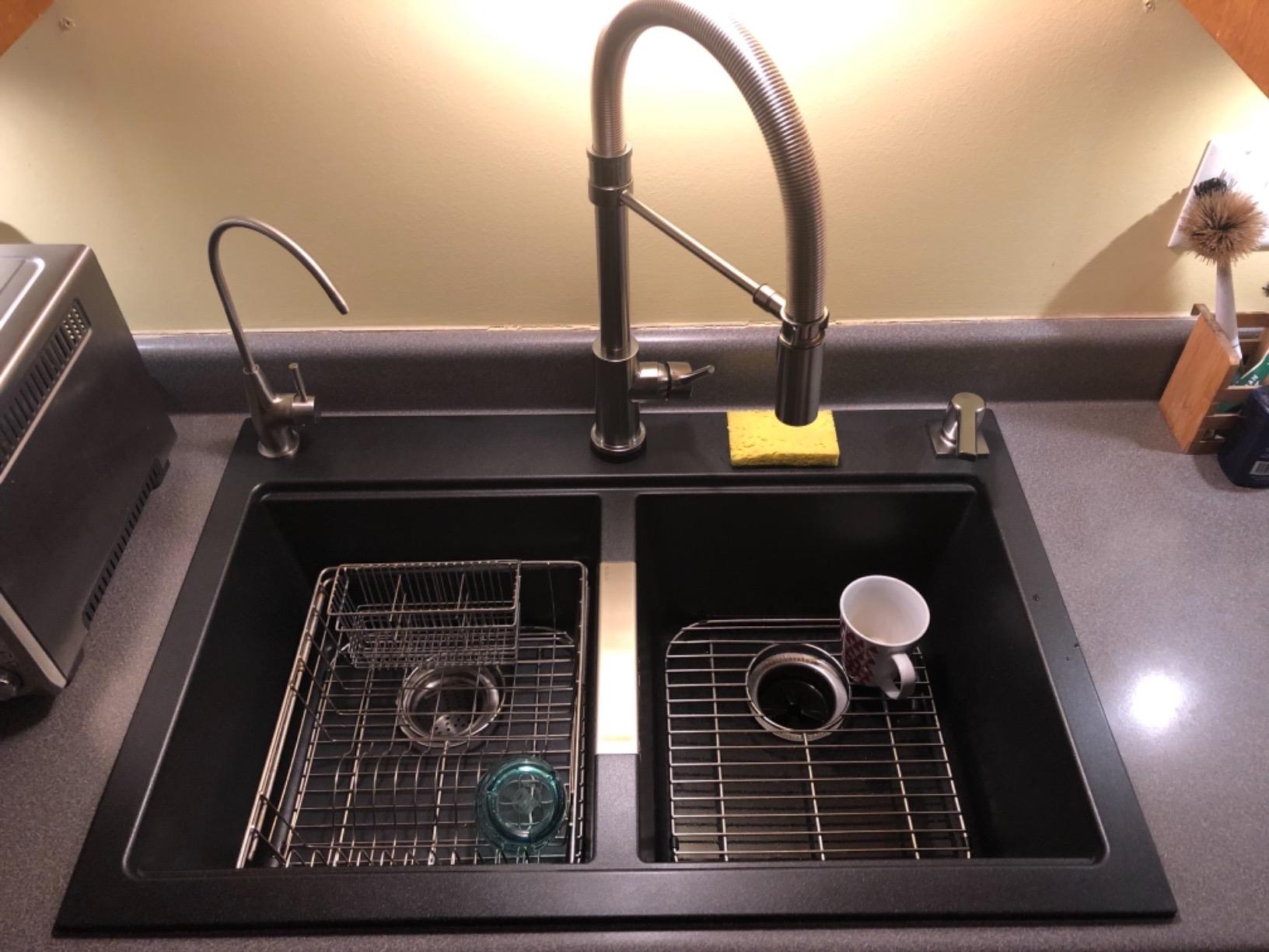 KRAUS Quarza 33-inch Granite Drop-In/Undermount 50/50 Double Bowl White Kitchen Sink, KGD-433BWHITE customer photo 1