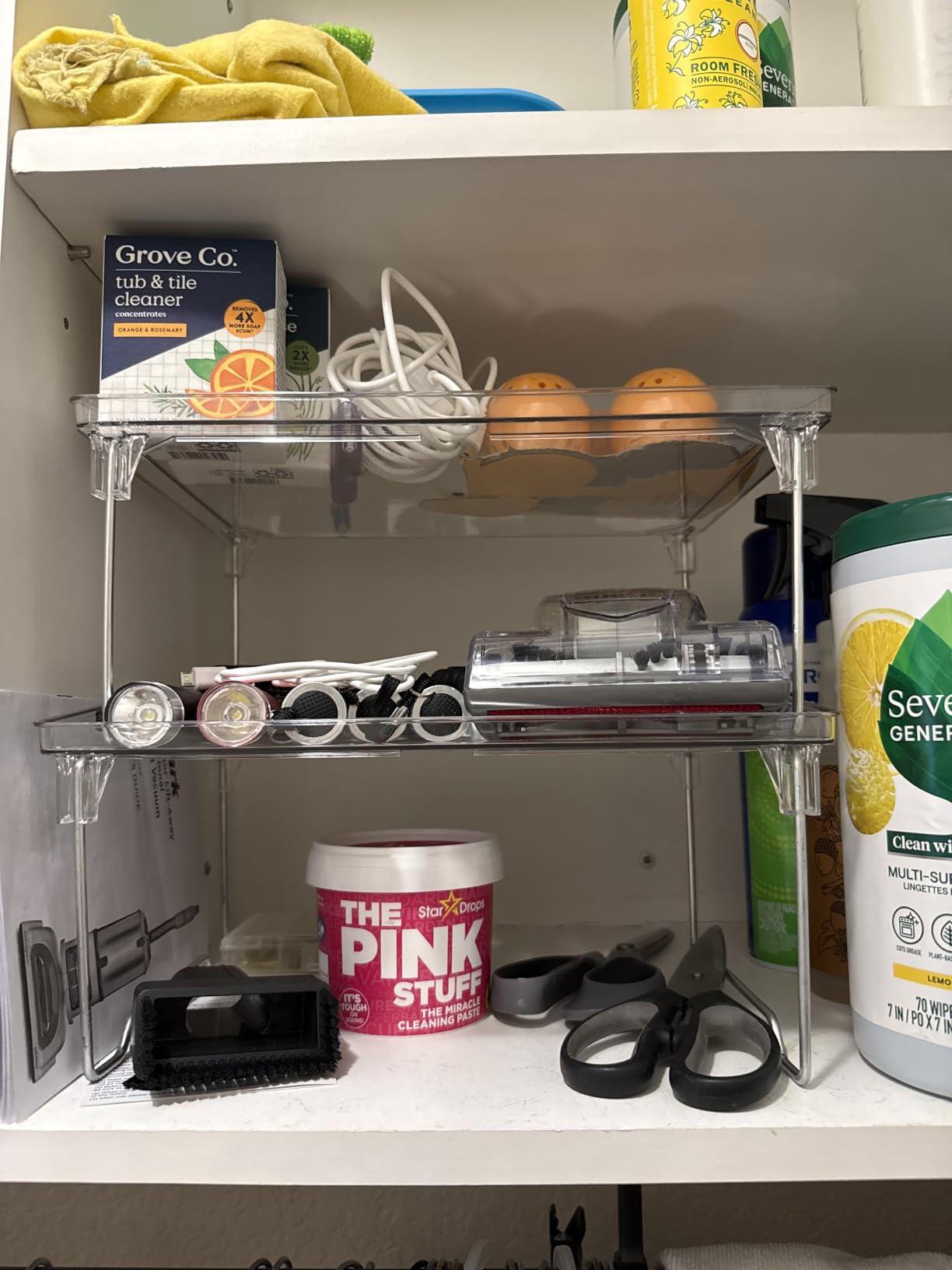 STARLATTA Acrylic Cabinet Organizer Shelf,4 Pcs Stackable Kitchen Counter Shelves,Spice Rack,Countertop Organizers,Clear Plastic Storage Organization for Makeup,Bathroom,Cupboard,Desk,Pantry customer photo 2