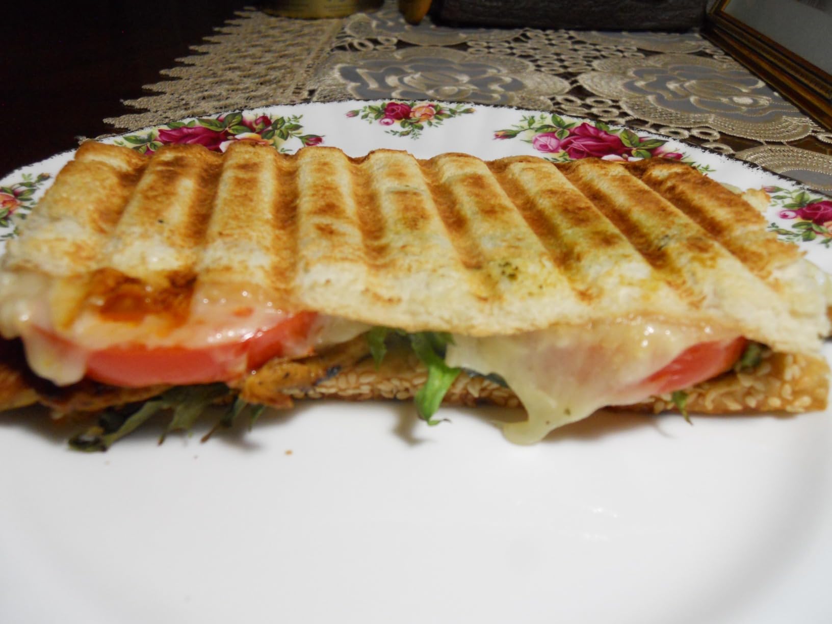 George Foreman Family Grill & Panini Press, Ceramic Nonstick | PFAS-free ceramic grill with adjustable angle, removable drip tray and family-size cooking surface. customer photo 2