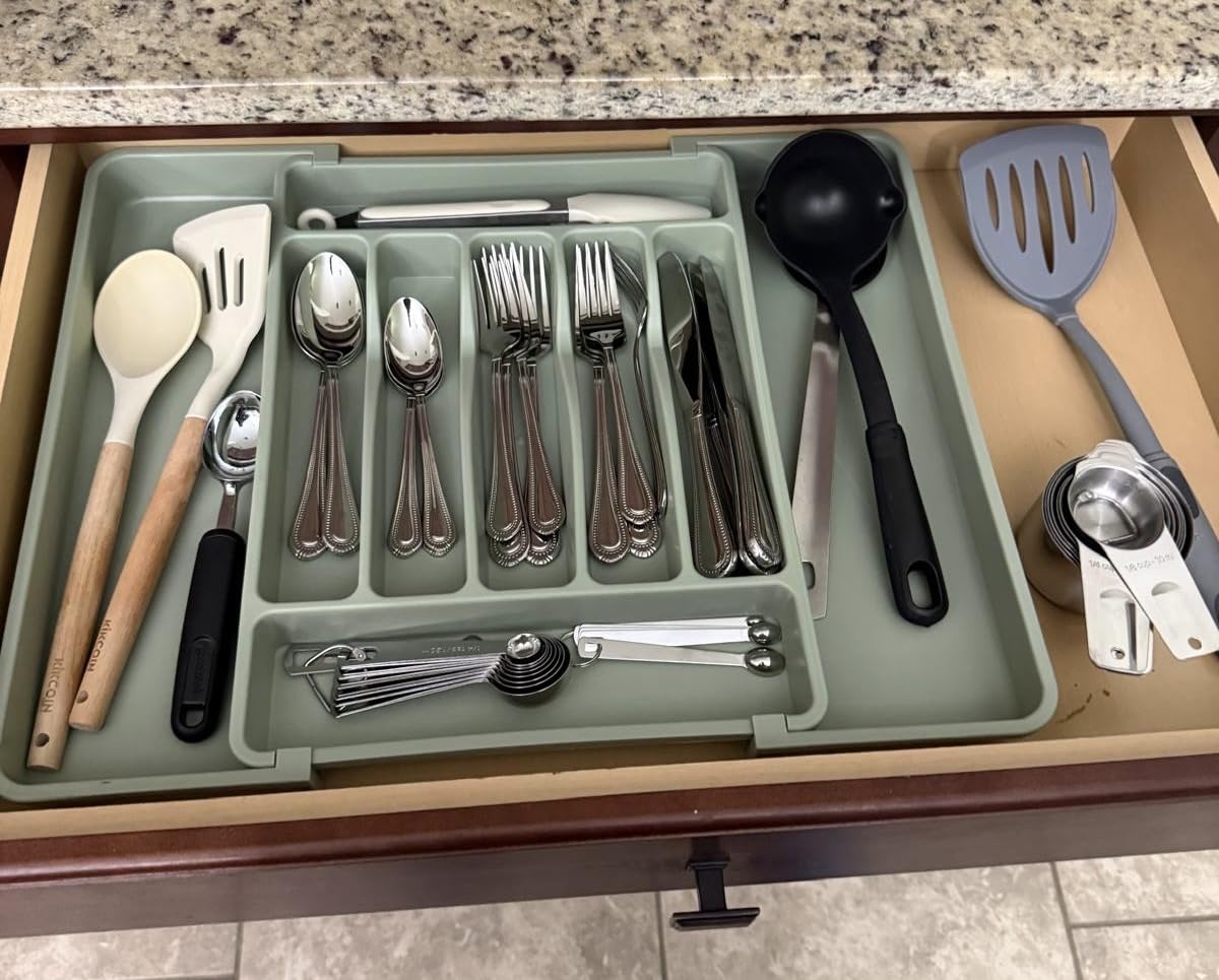 ukeetap Extra Large Expandable Silverware Organizer, Flatware Tray, Black customer photo 1