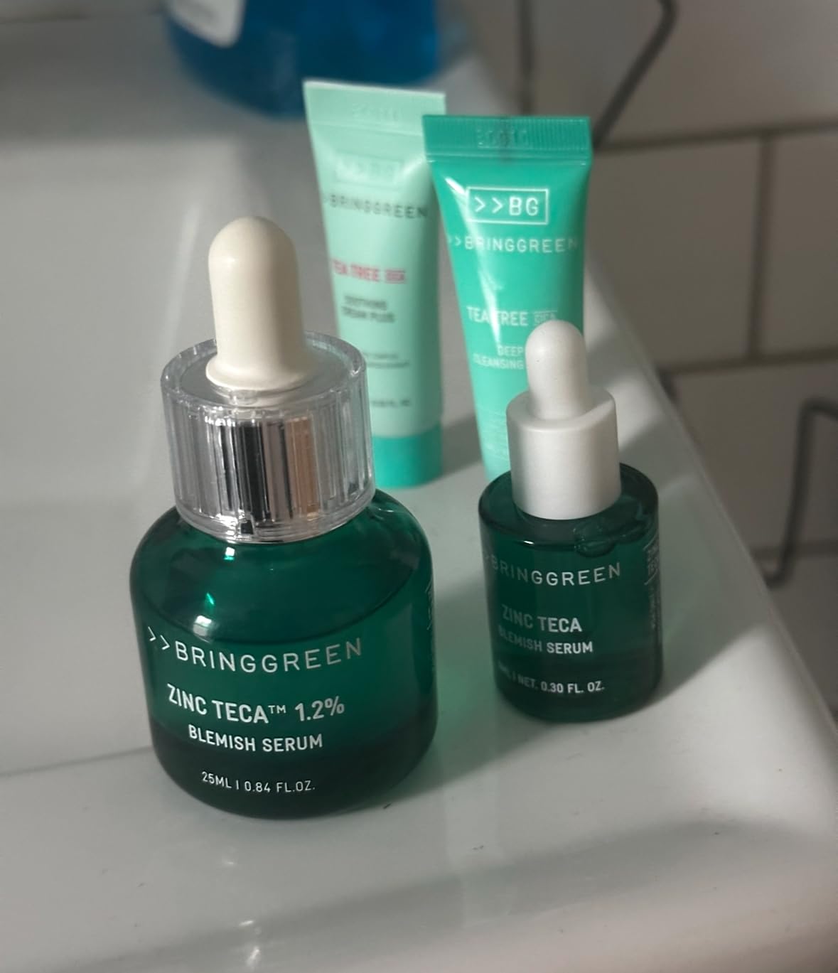 BRING GREEN TEA TREE CICA TRIAL KIT | Travel Size Korean Skin Care Set for Acne-Prone, Sensitive Skin | Zinc Teca Serum, Tea Tree Cica Moisturizer & Deep Cleansing Foam | Hydrating & Oil Control customer photo 2
