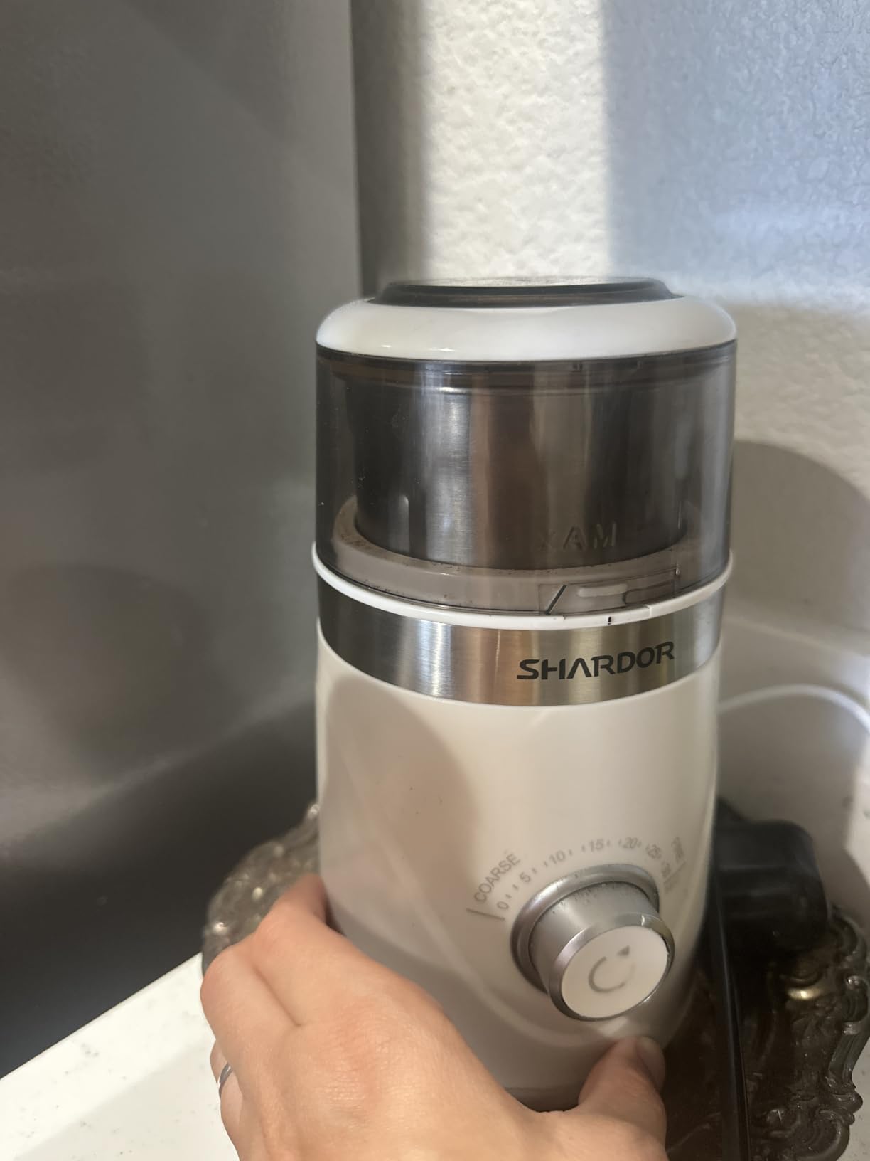 SHARDOR Electric Super Silent Blade Coffee Grinder, Timed Grind Control Rotary Knob, Adjustable Coarse to Fine for Coffee Beans, Spices & Herbs, with 2 Removable Stainless Steel Bowl, Black customer photo 1