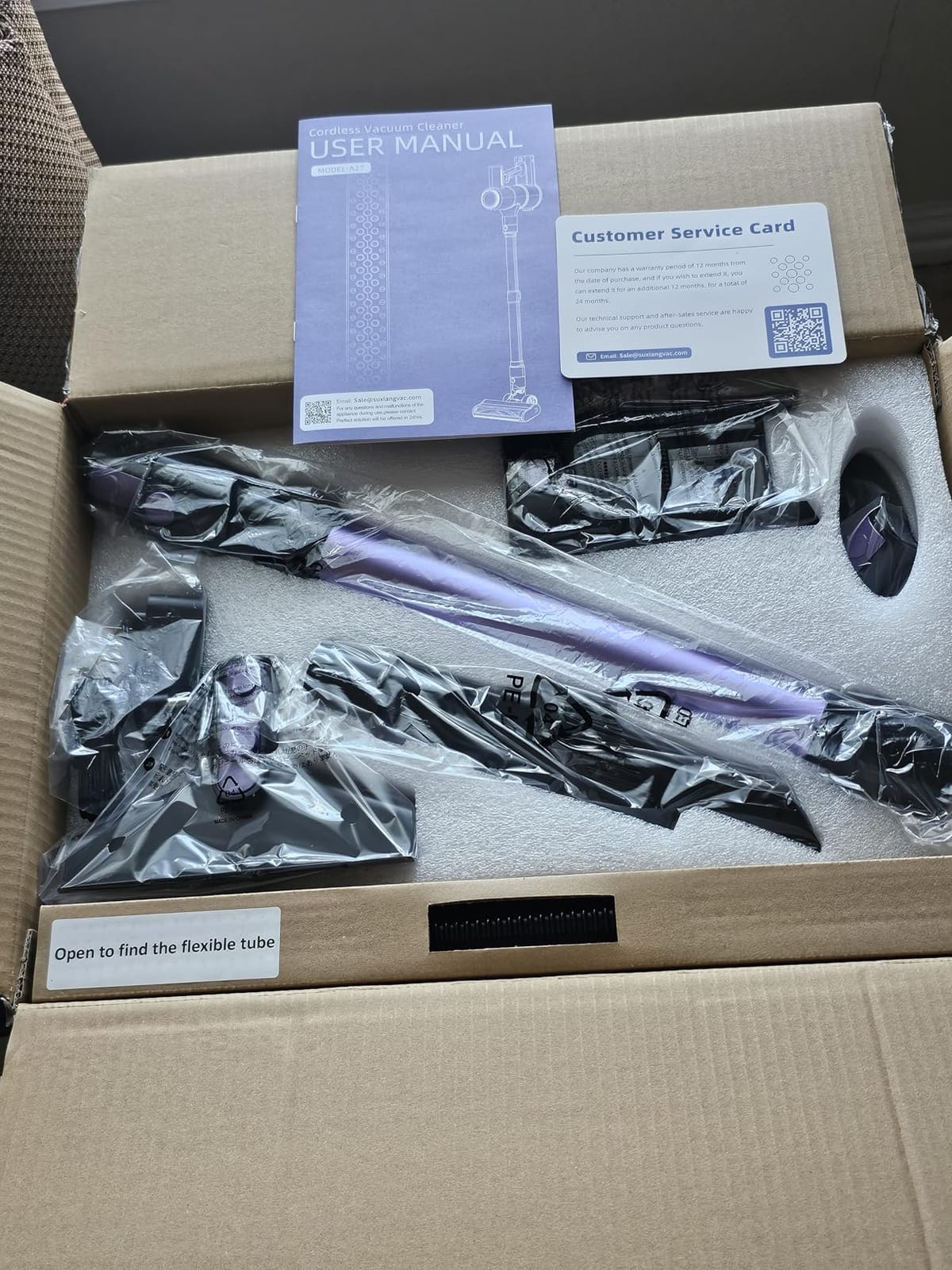 Cordless Vacuum Cleaner, 10 in 1 Stick Vacuum with Powerful Suction, Hose, Green LED Light, Anti-Tangle Brush, Lightweight Rechargeable Vacuum Cleaner for Home, Hardwood Floors,Pet Hair (Purple) customer photo 2