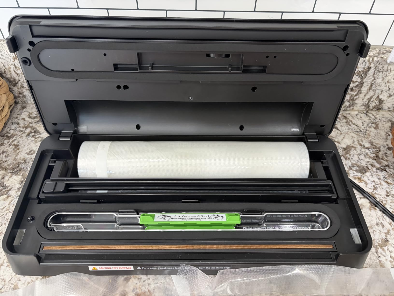 Bonsenkitchen Vacuum Sealer Machine, Built in Cutter & Bag Storage | Functional Food Vacuum Sealer with Accessory Hose, for Meal Prep, Sous Vide, Bulk Storage, 1 Roll & 5 Vacuum Bags customer photo 2
