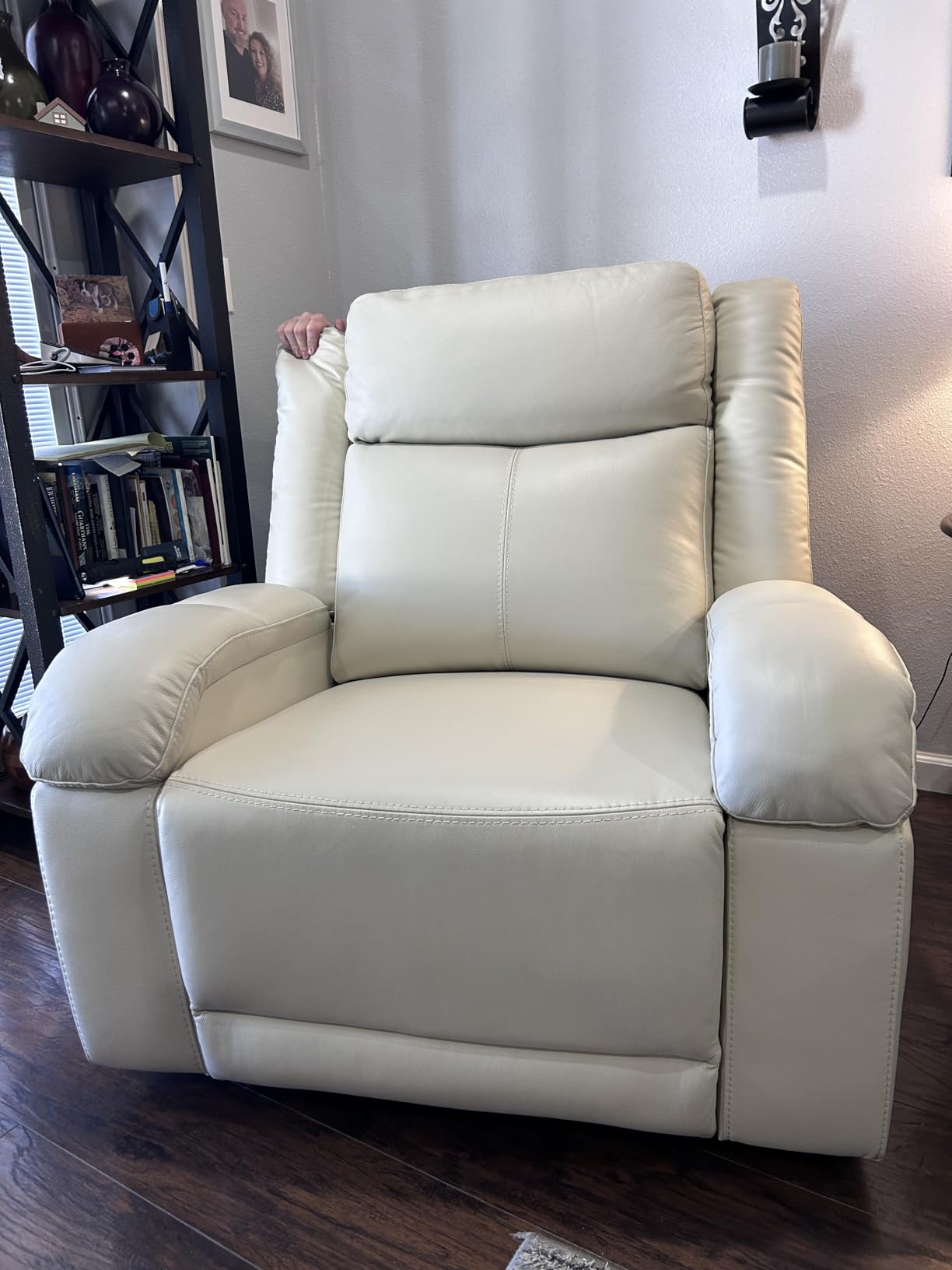 Watson & Whitely Genuine Leather Wall Hugger Power Recliner, Cafe, Recliner Chair for Adults, Power Headrest, USB/Type-C Charging Ports, Electric Reclining Sofa Chair for Living Room, RV customer photo 2