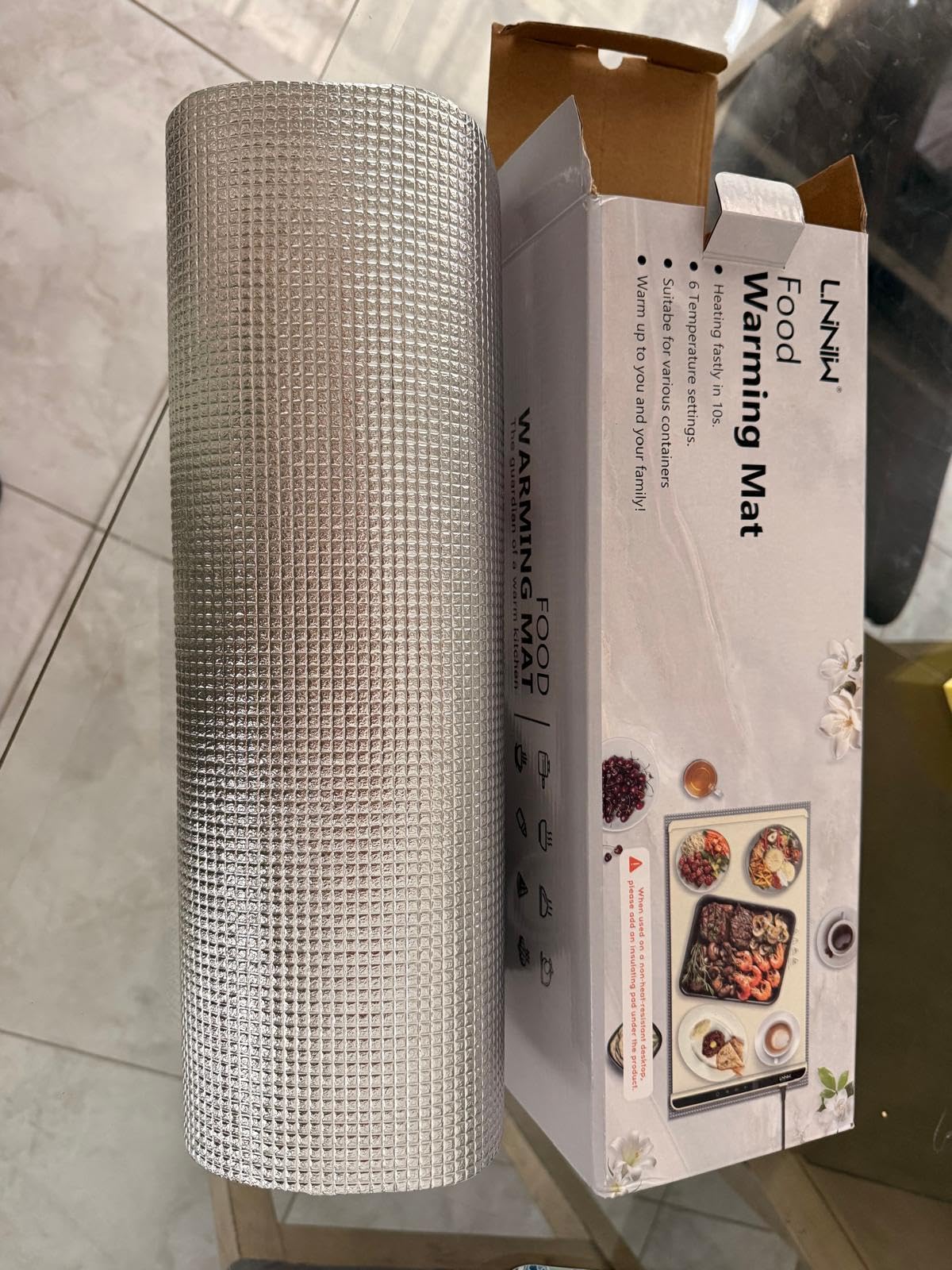 Warming Mat for Food, 26x15 Inch, Off White, Fast Heat, Child Lock customer photo 2