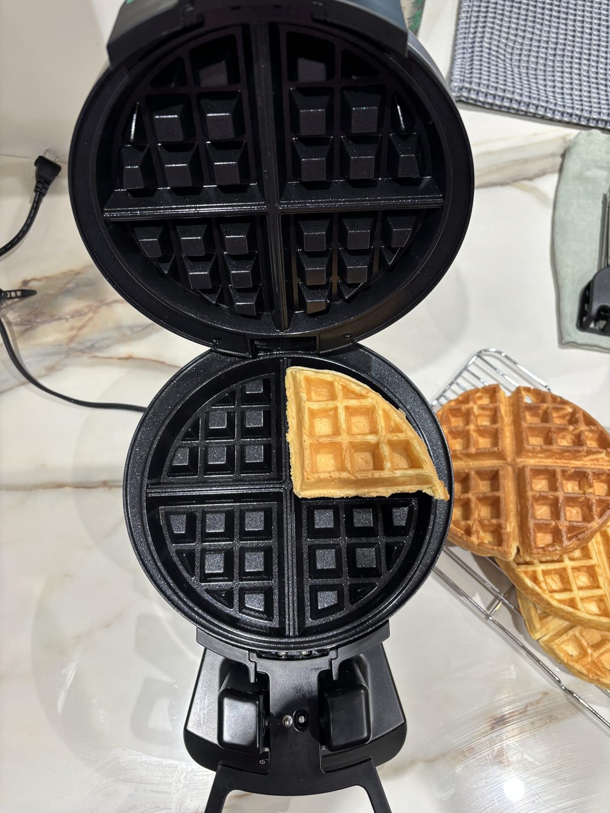 Cuisinart Double Flip Belgian Waffle Maker, Stainless Steel, 1400W | Double flip waffle iron with nonstick plates, ready indicator lights & adjustable browning for every preference, WAF-F40NAS customer photo 1