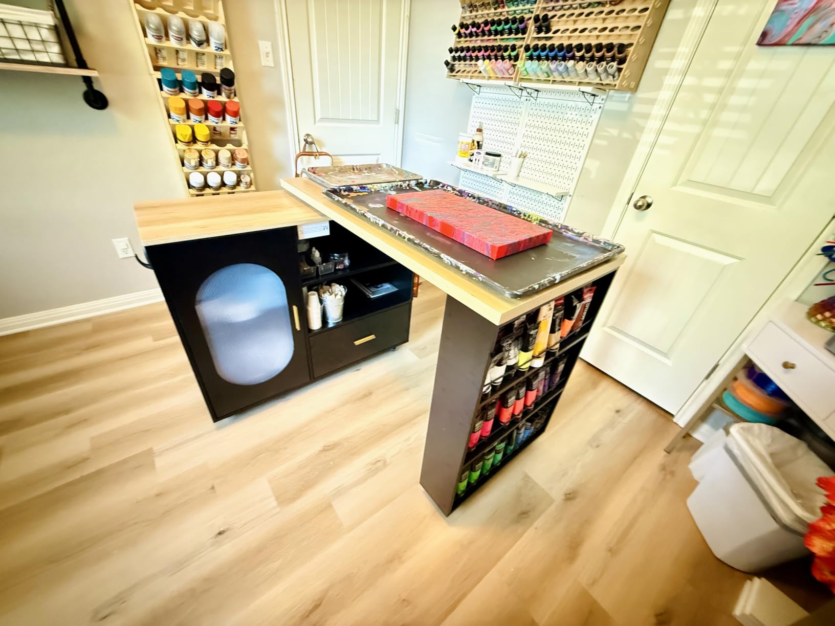 HSH 72” Rolling Kitchen Island with Seating & Storage on Wheels, Black Oak customer photo 1