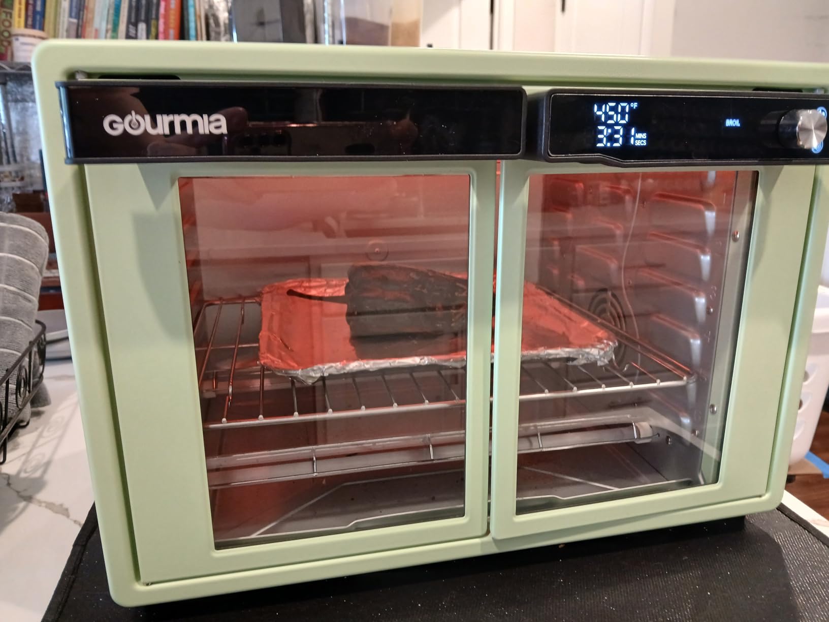 Gourmia French Door Digital Air Fryer Oven - XL 25QT Capacity, 12 Presets, FryForce 360° Tech, Dehydrate, Proof, Slow Cook, Fits 13
