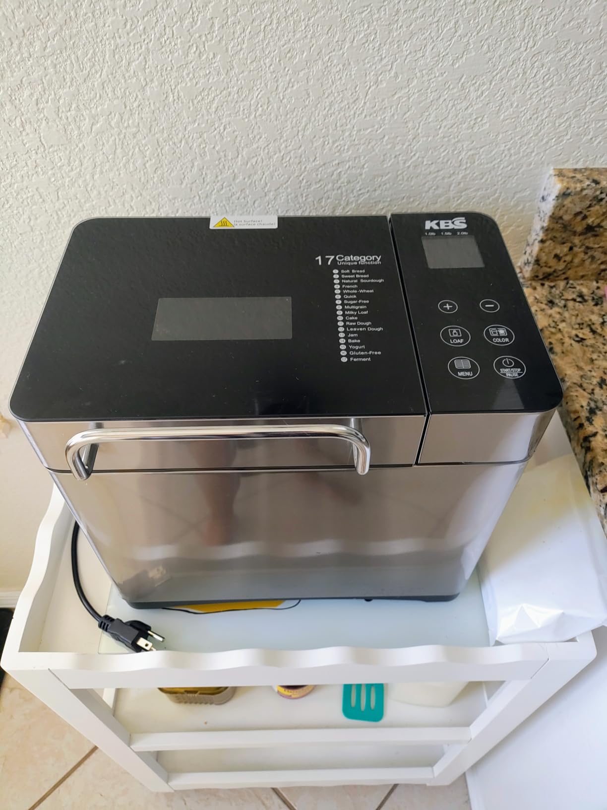 KBS 19-in-1 Programmable Bread Maker, 2.2LB Bread Machine with Healthy Ceramic Pan, Stainless Steel Bread Maker Machine with 15H Timer& 1H Keep Warm, Sourdough, Gluten Free, 3 Crust Colors, 53 Recipes customer photo 2