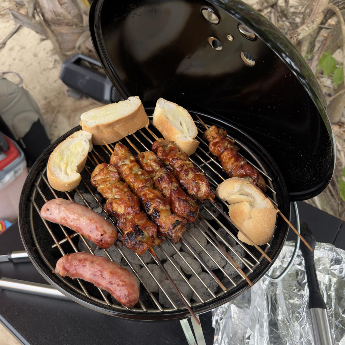 Weber Smokey Joe 14-Inch Portable Charcoal Grill, Black, Lightweight, Portable Kettle BBQ Grill with Tuck-N-Carry Lid Lock, Porcelain-Enameled Finish customer photo 1