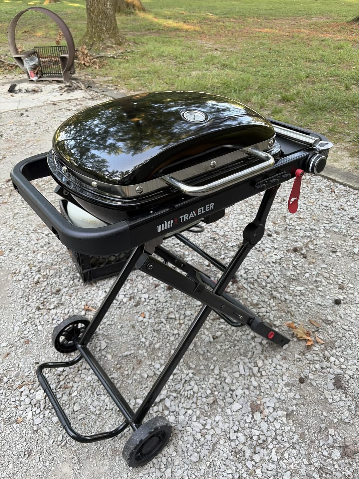 Weber Traveler Compact Portable Gas Grill, Propane | Folding Portable Grill with Wheels for Camping, Tailgating & Travel customer photo 1