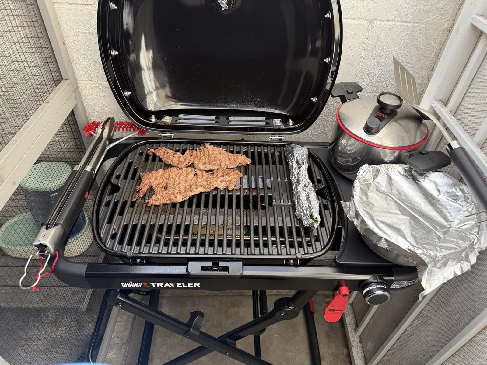 Weber Traveler Compact Portable Gas Grill, Propane | Folding Portable Grill with Wheels for Camping, Tailgating & Travel customer photo 2