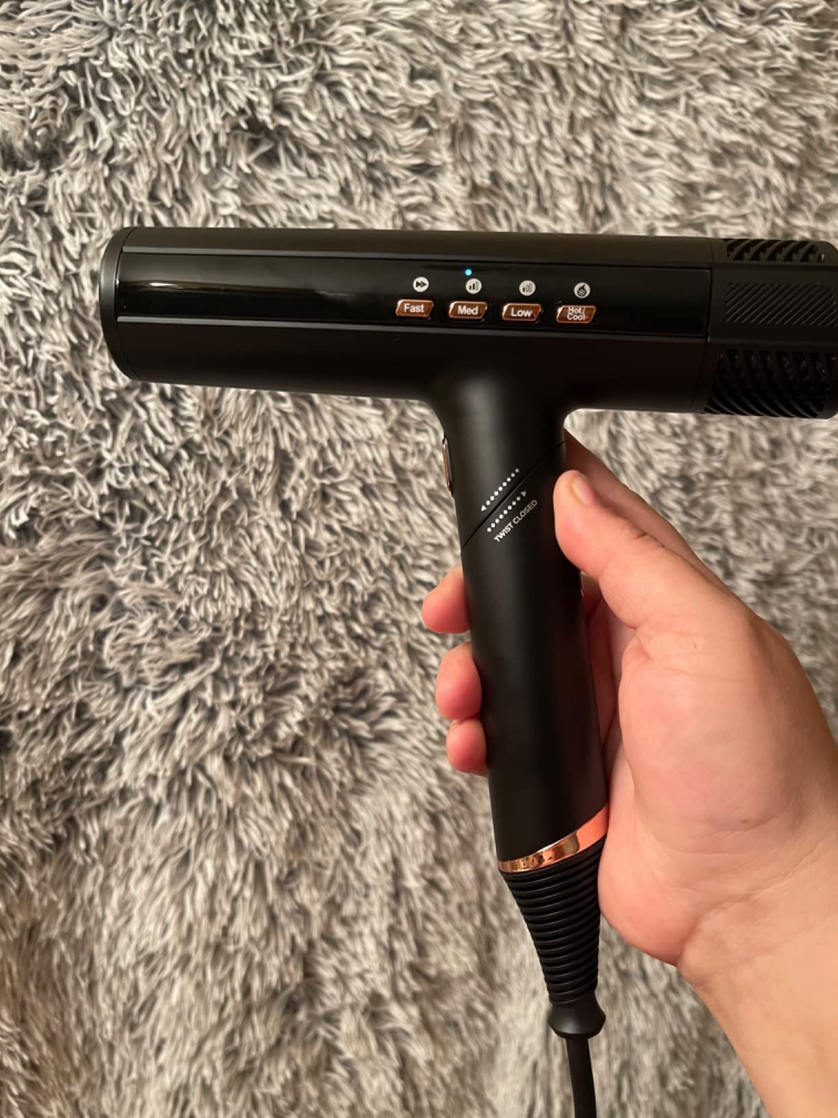 SRILabs DryQ Infrared Hair Dryer - Red Light, Frizz Control, Dual Voltage | Powerful, Lightweight, Foldable, Quiet, Ionic Technology, 3 Magnetic Attachments, Intelligent Heat Control, Travel Friendly customer photo 1